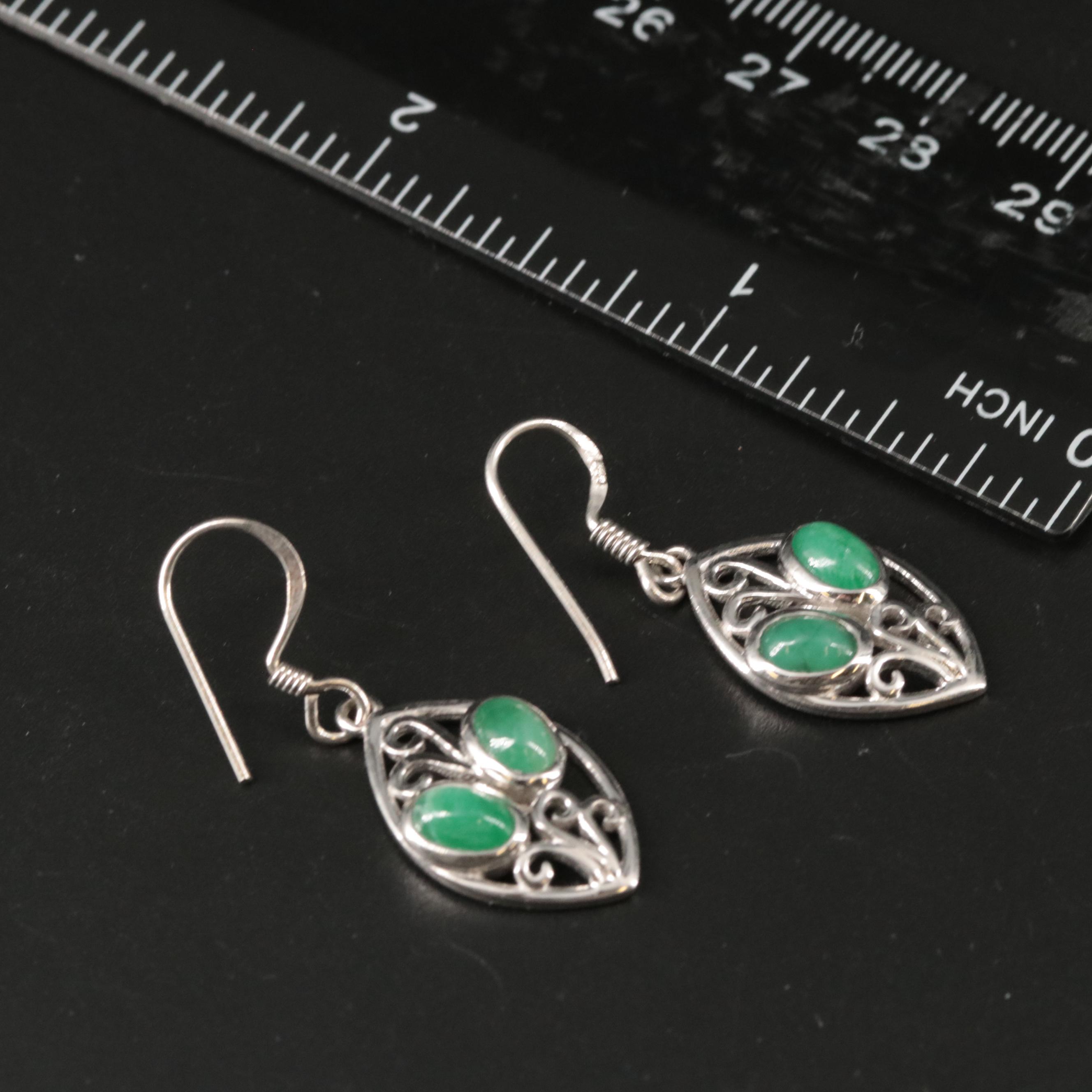Sterling Emerald Dangle Earrings