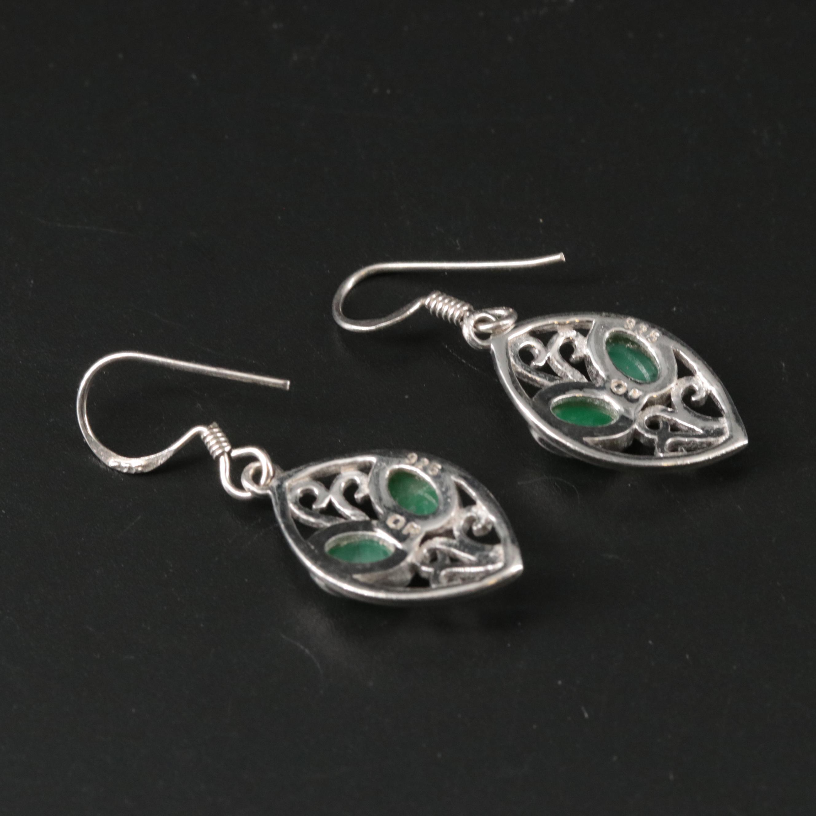 Sterling Emerald Dangle Earrings