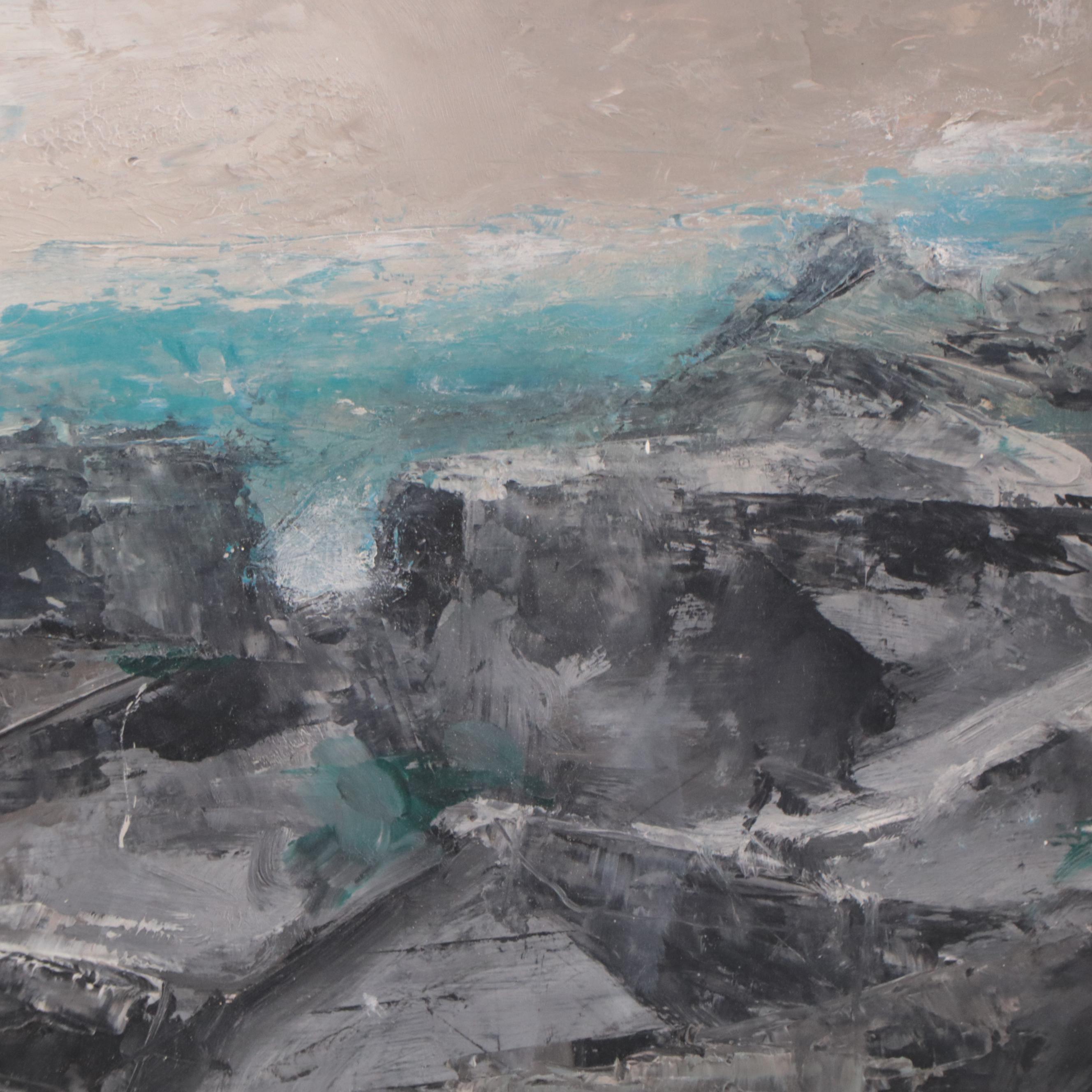 Coastal Landscape Oil Painting, Late 20th Century