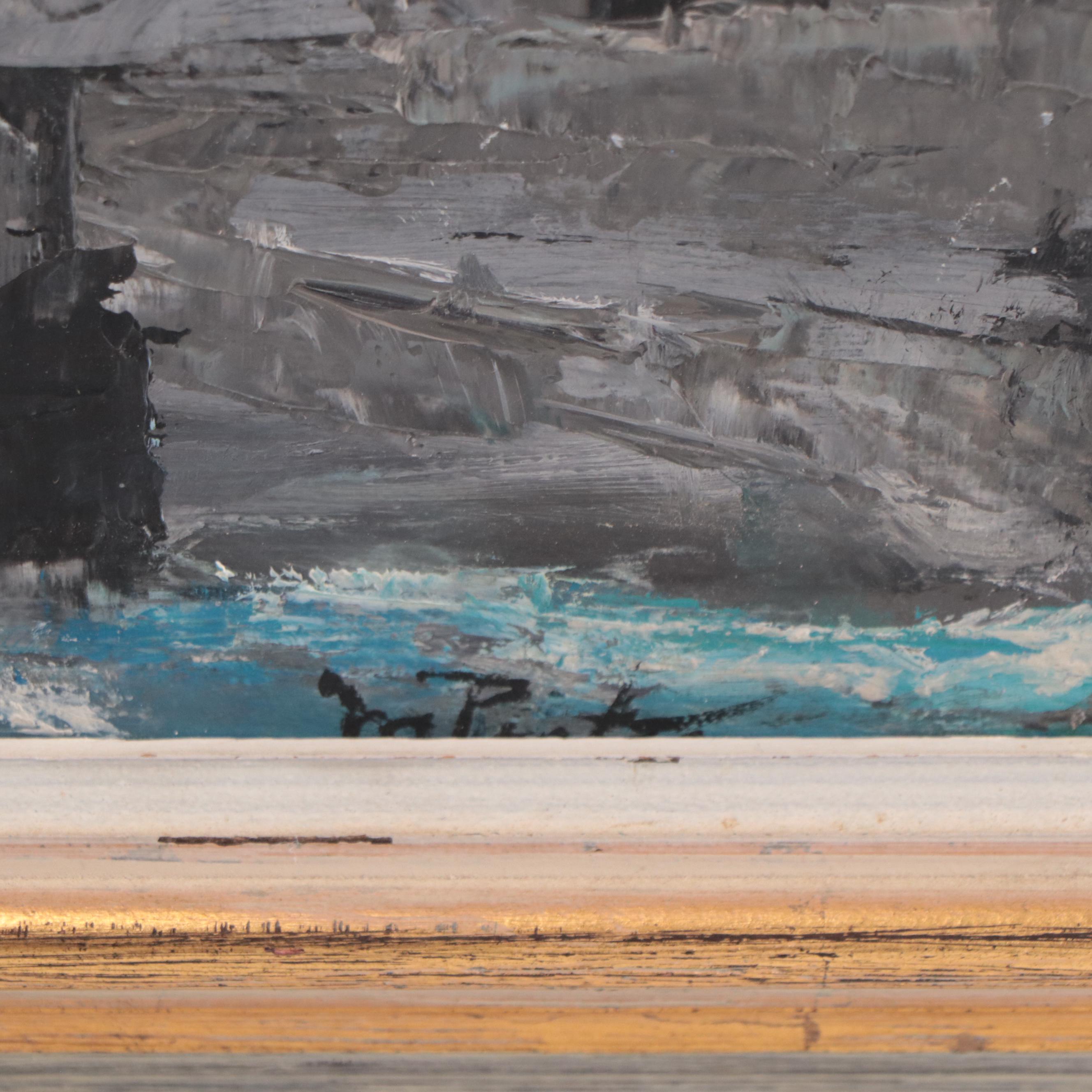 Coastal Landscape Oil Painting, Late 20th Century