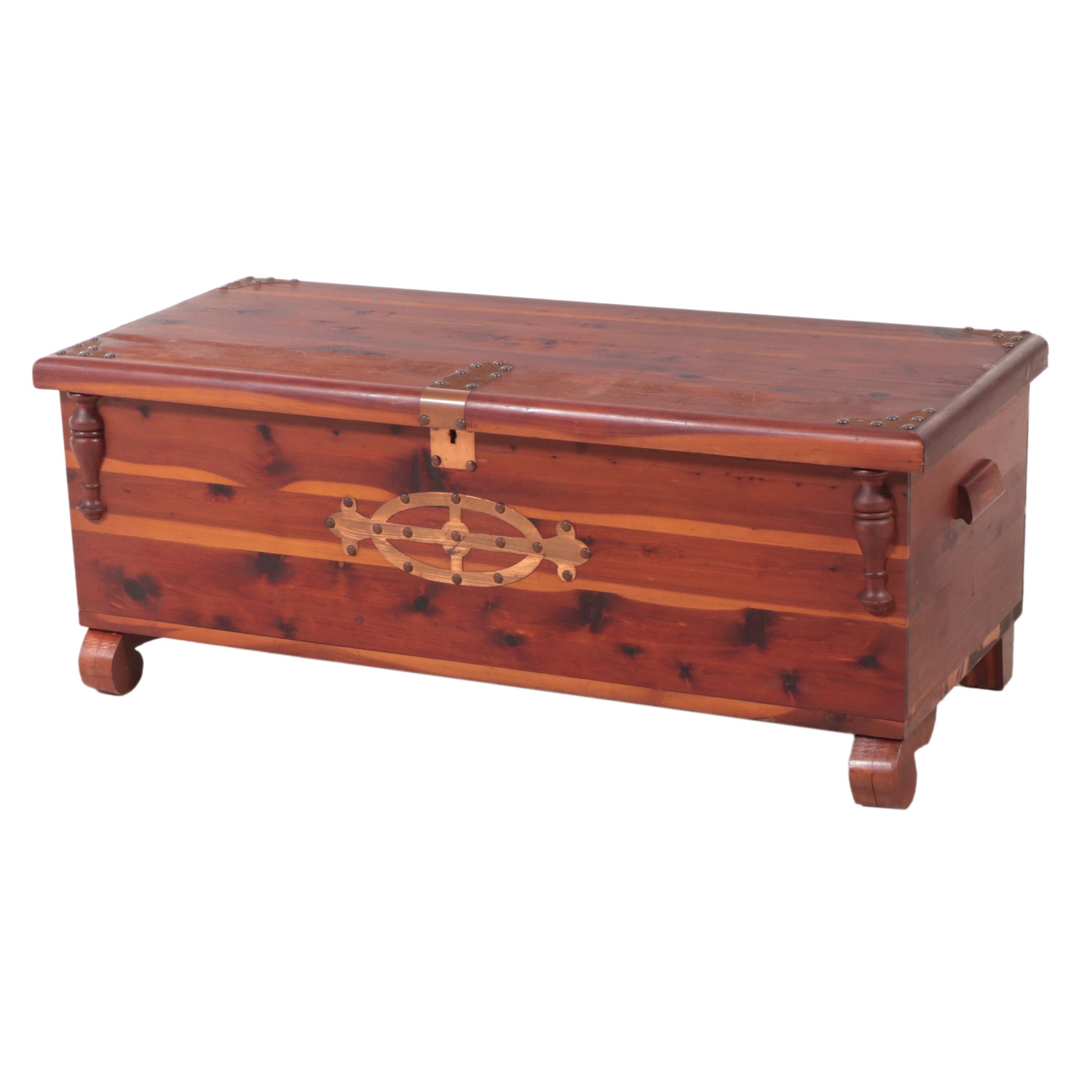 Copper-Mounted Cedar Blanket Chest, Early 20th Century