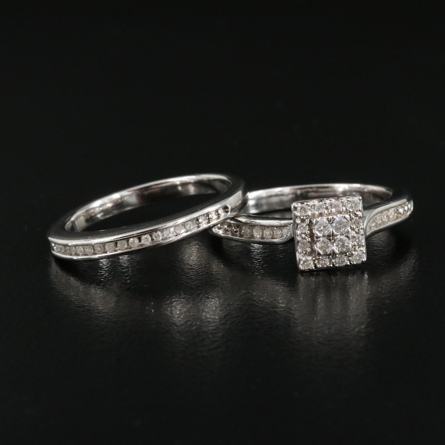 Sterling Diamond Ring Set