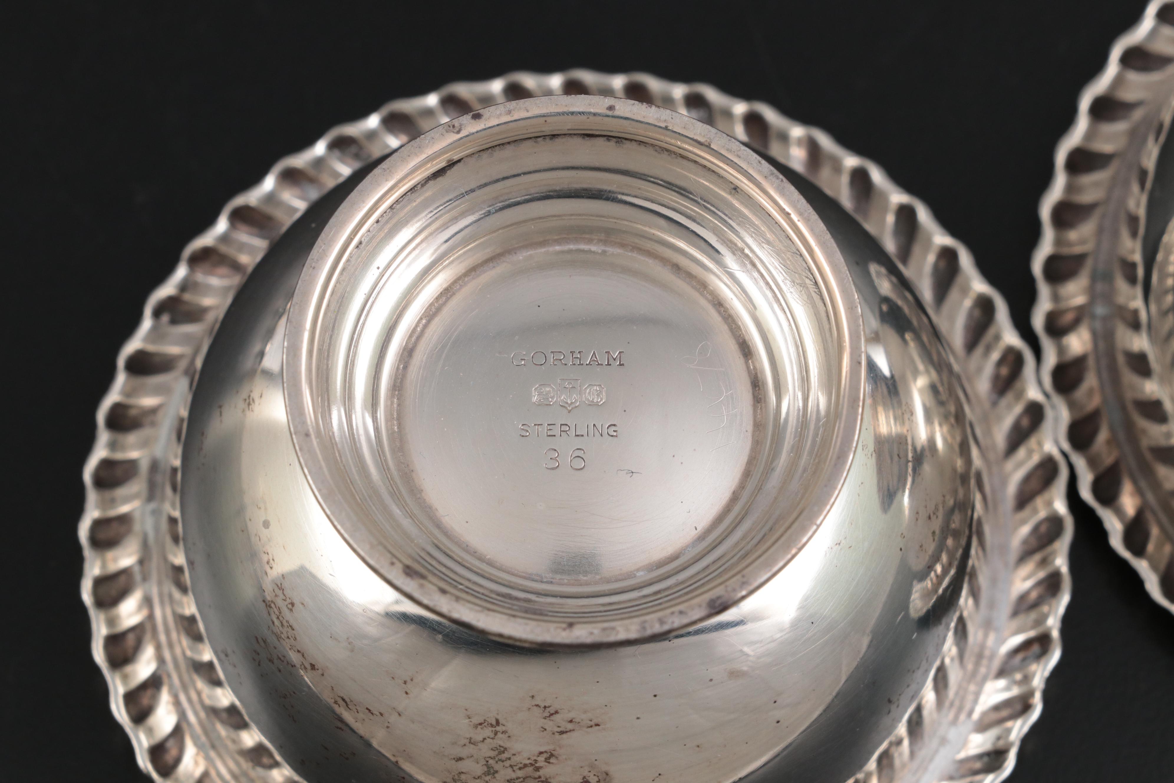 Gorham, David Hennell and Other Sterling Silver Salt Cellars with Cobalt Inserts