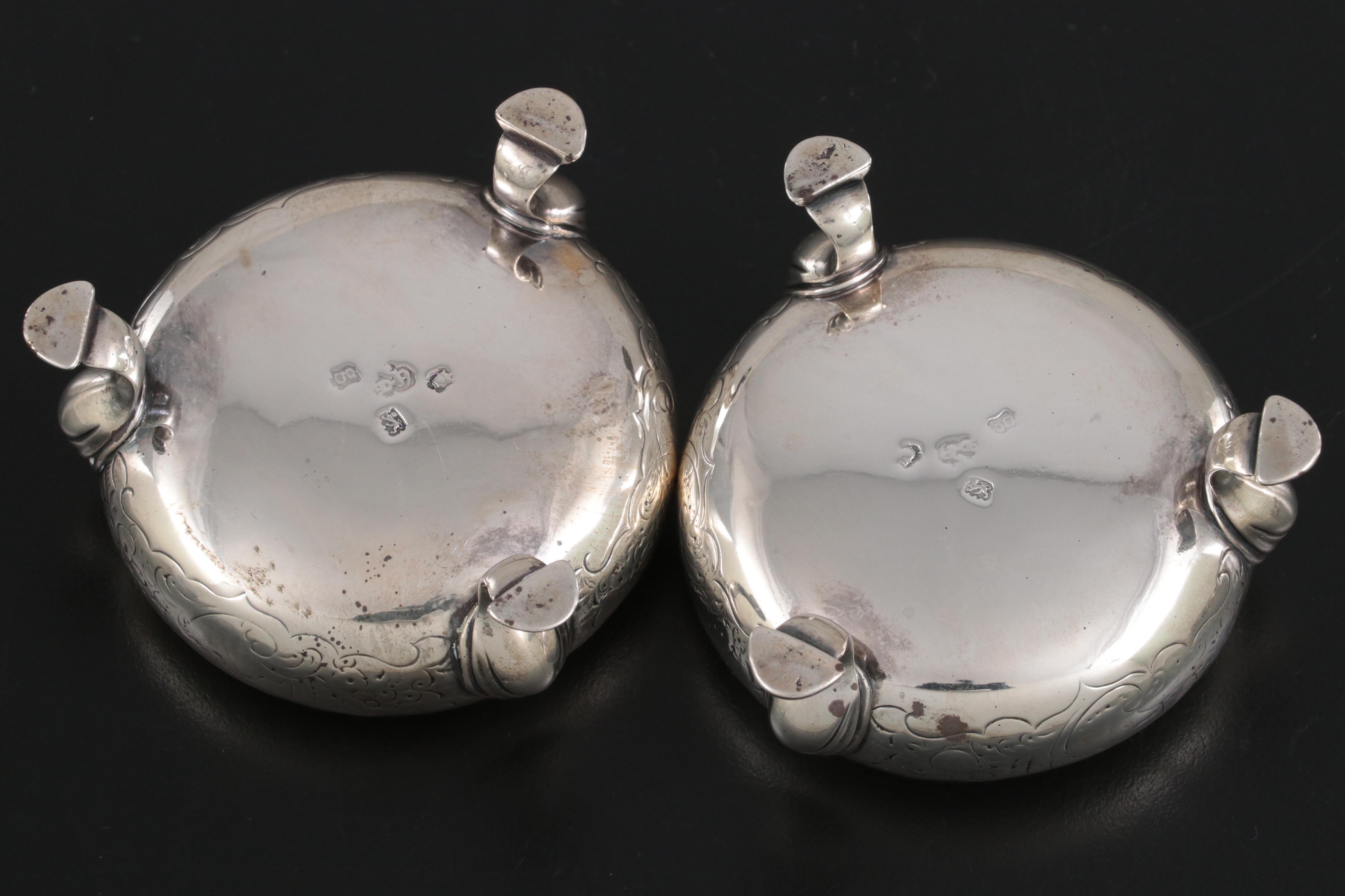 Gorham, David Hennell and Other Sterling Silver Salt Cellars with Cobalt Inserts