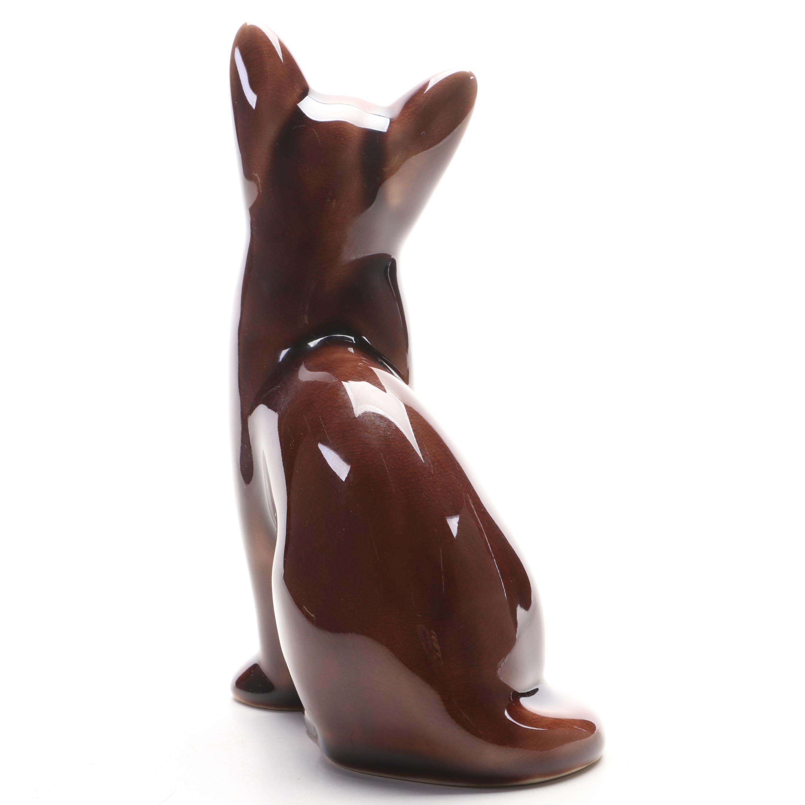 Louise Abel for Rookwood Pottery Brown Glazed Cat Figurine, 2015