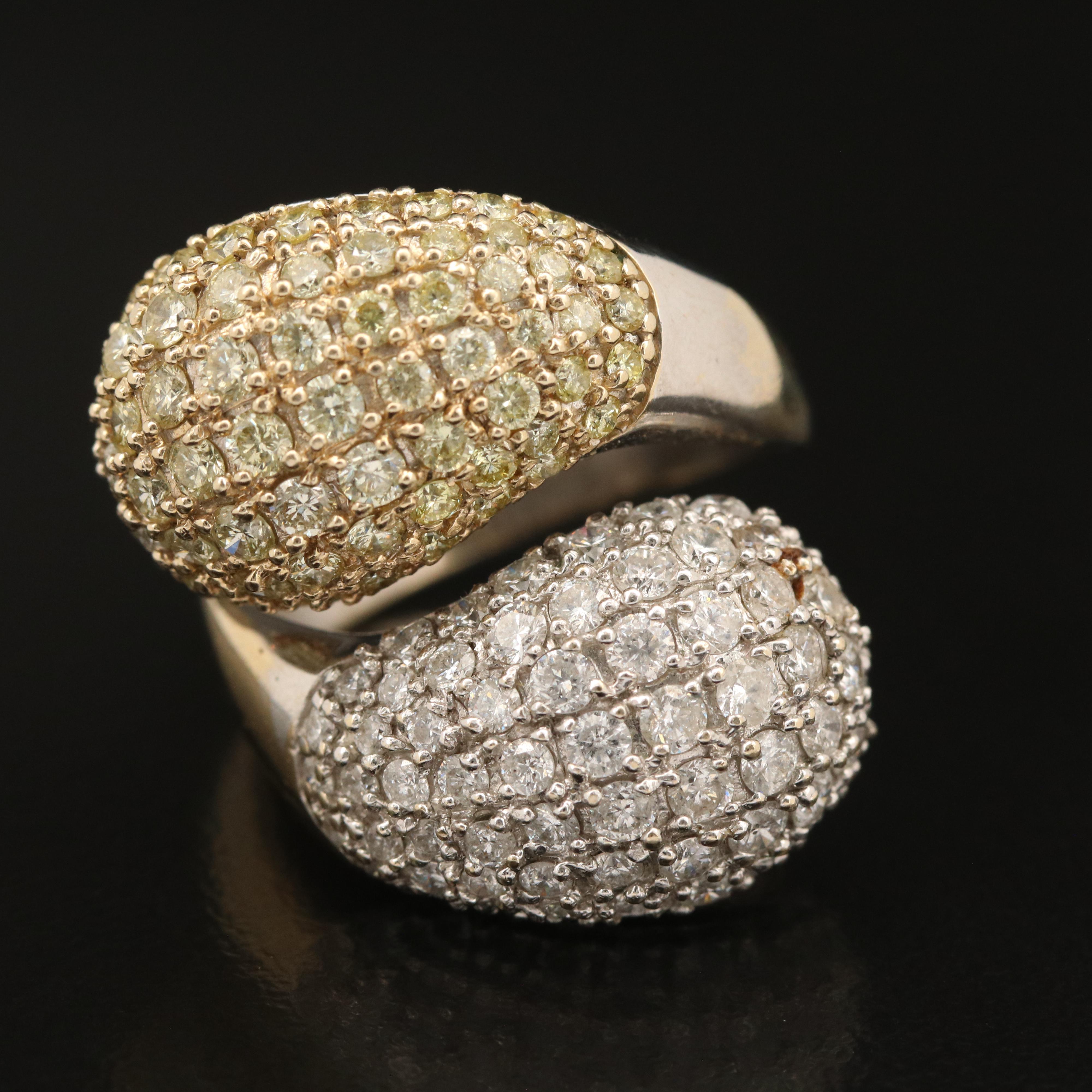 18K 3.46 CTW Pavé Diamond Bypass Ring