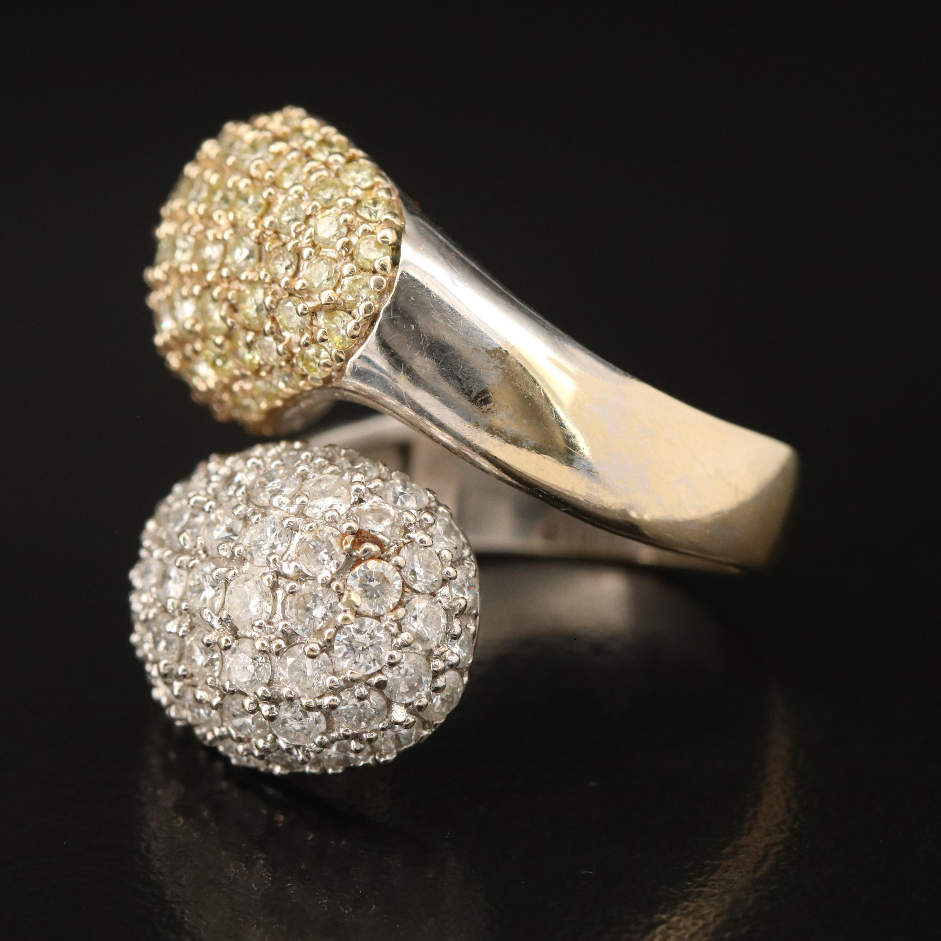 18K 3.46 CTW Pavé Diamond Bypass Ring