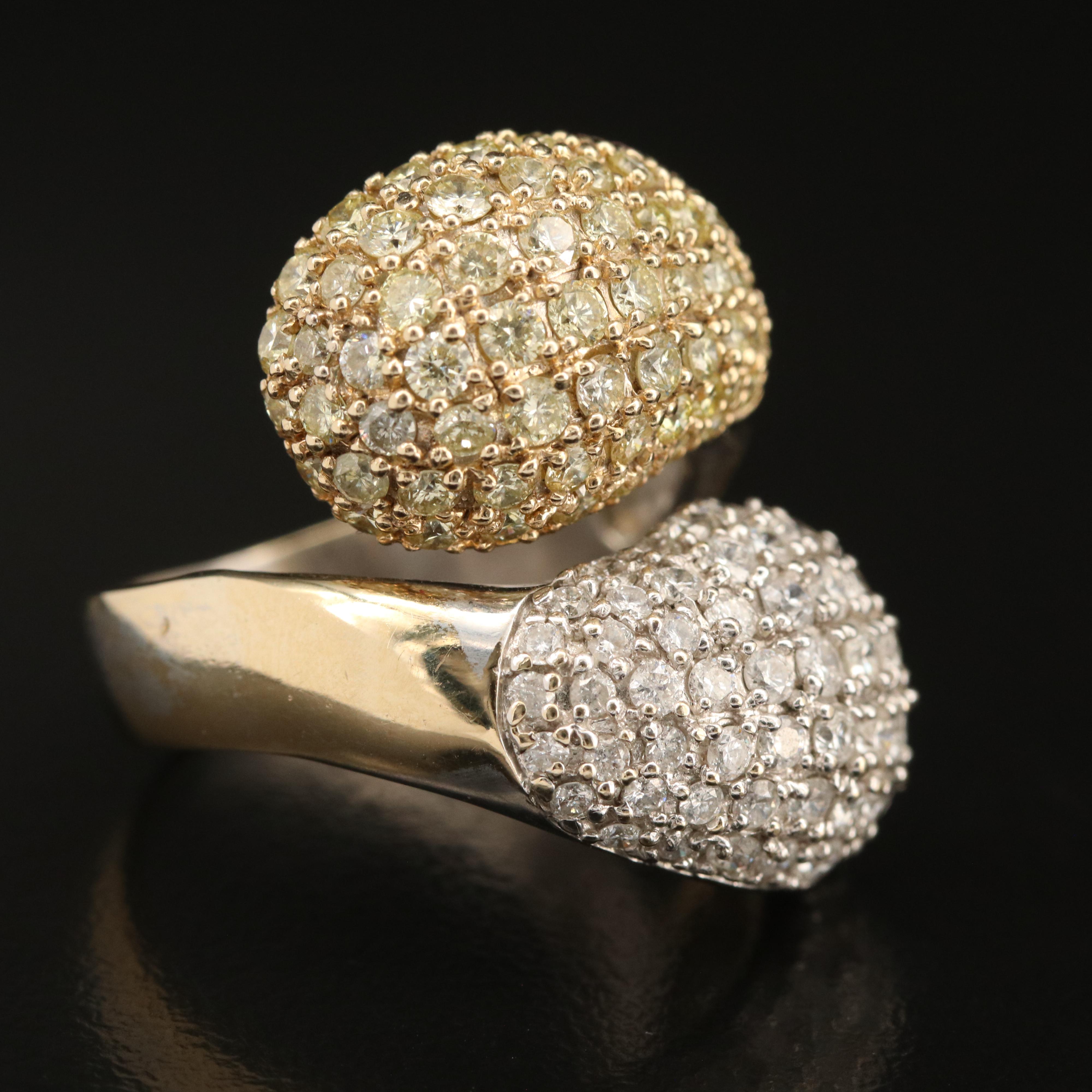 18K 3.46 CTW Pavé Diamond Bypass Ring