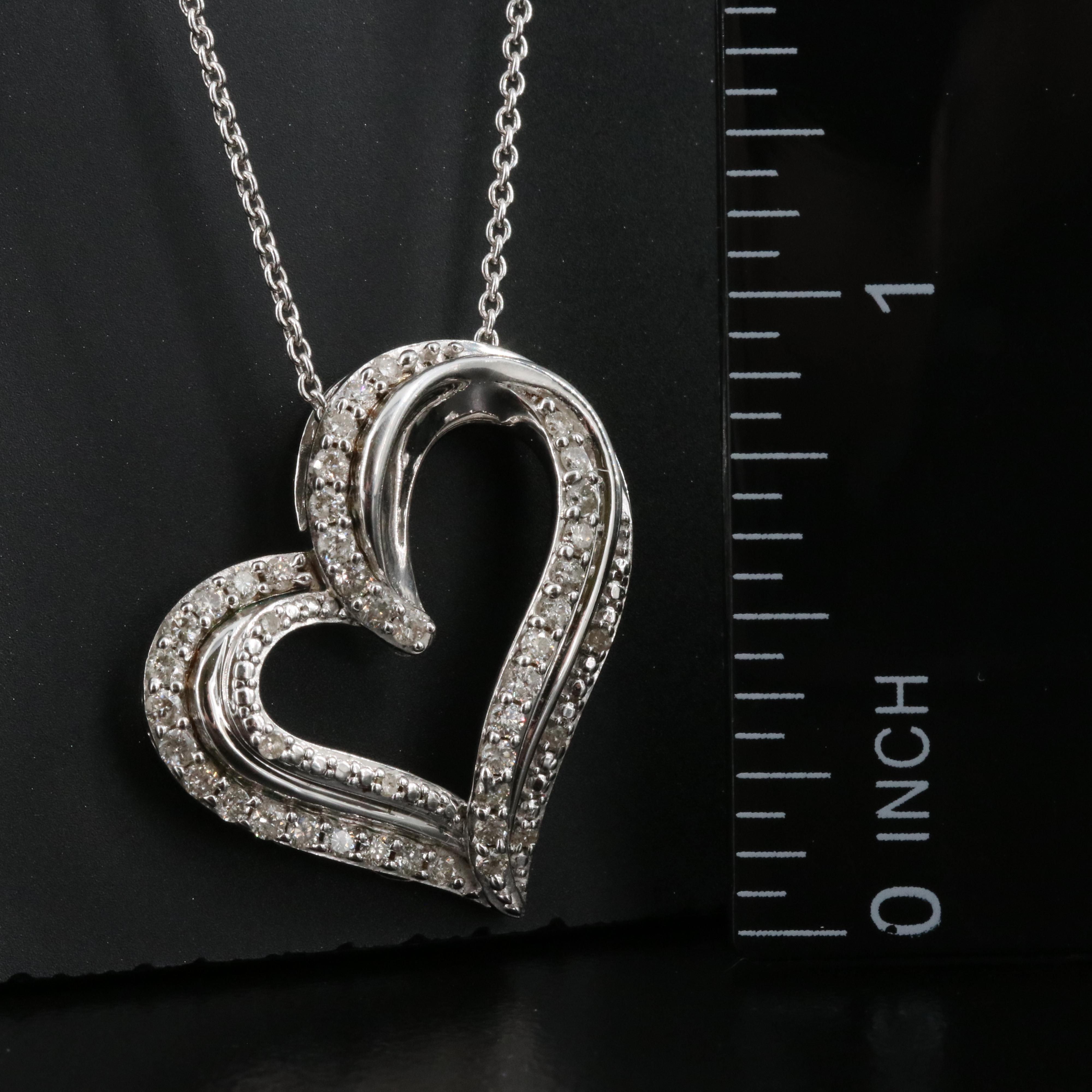 Sterling Diamond Heart Pendant Necklace