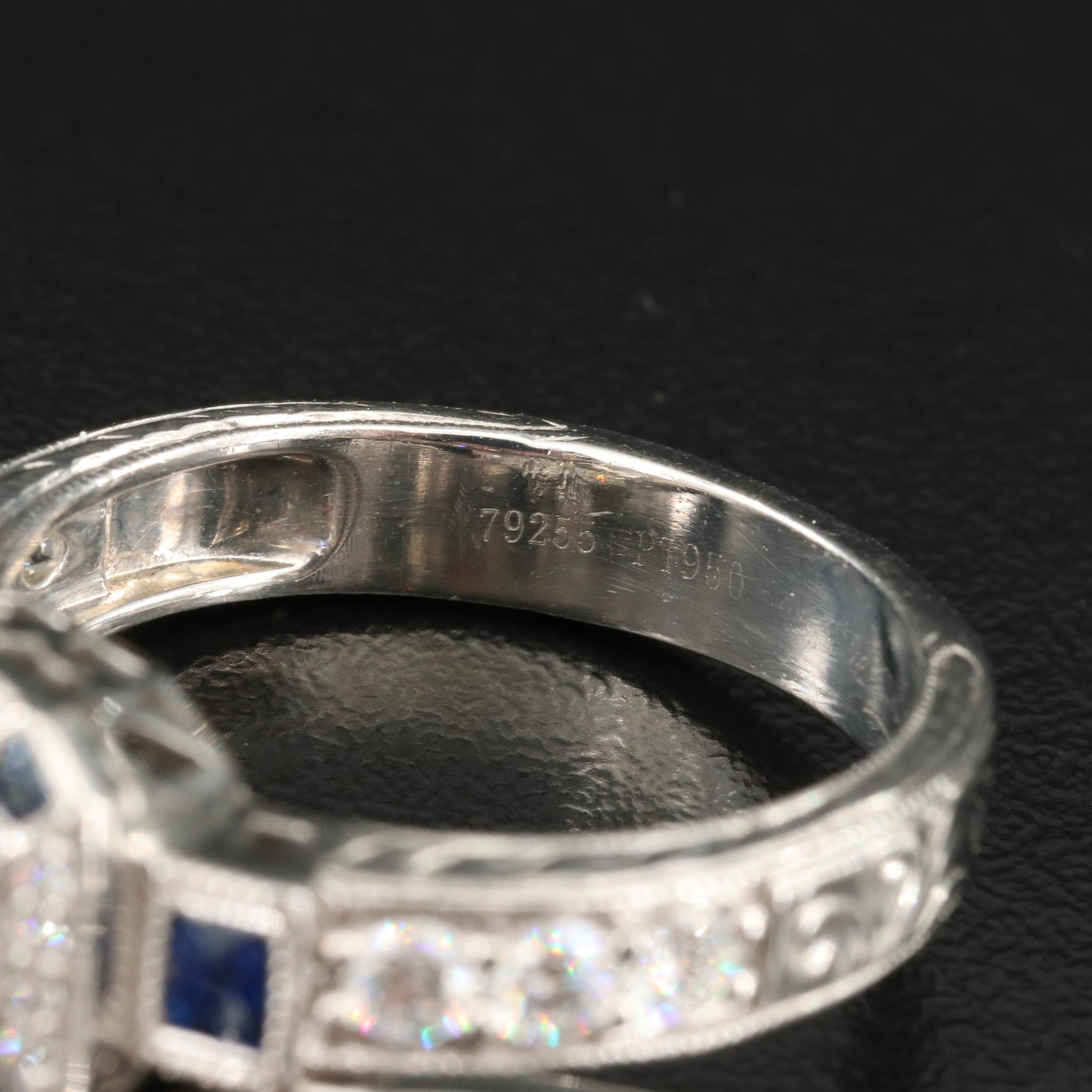 Platinum 2.71 CTW Diamond and Sapphire Ring Set with Online Digital GIA Report
