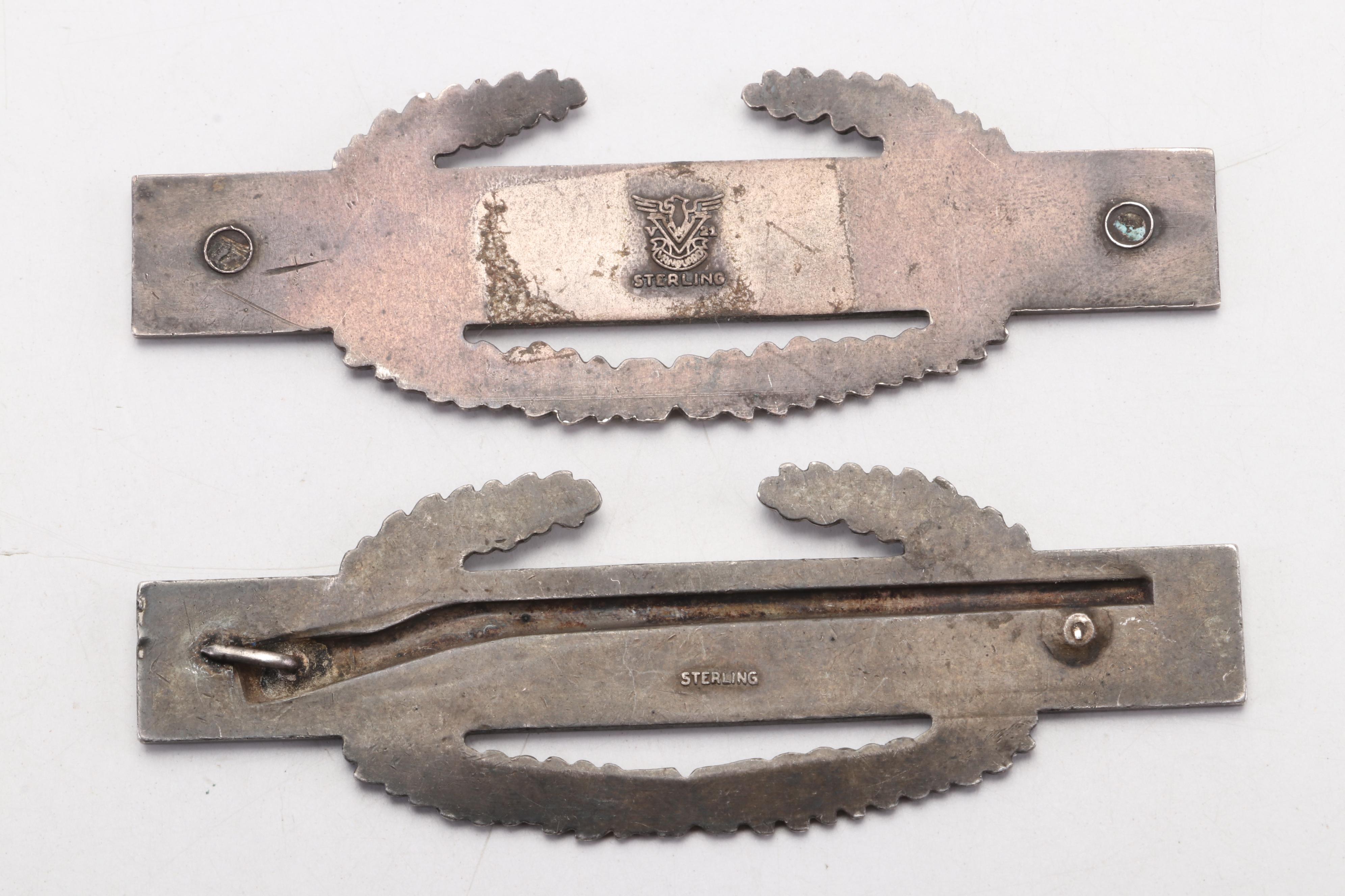 World War II Era U. S. Army Sterling Silver Military Pins