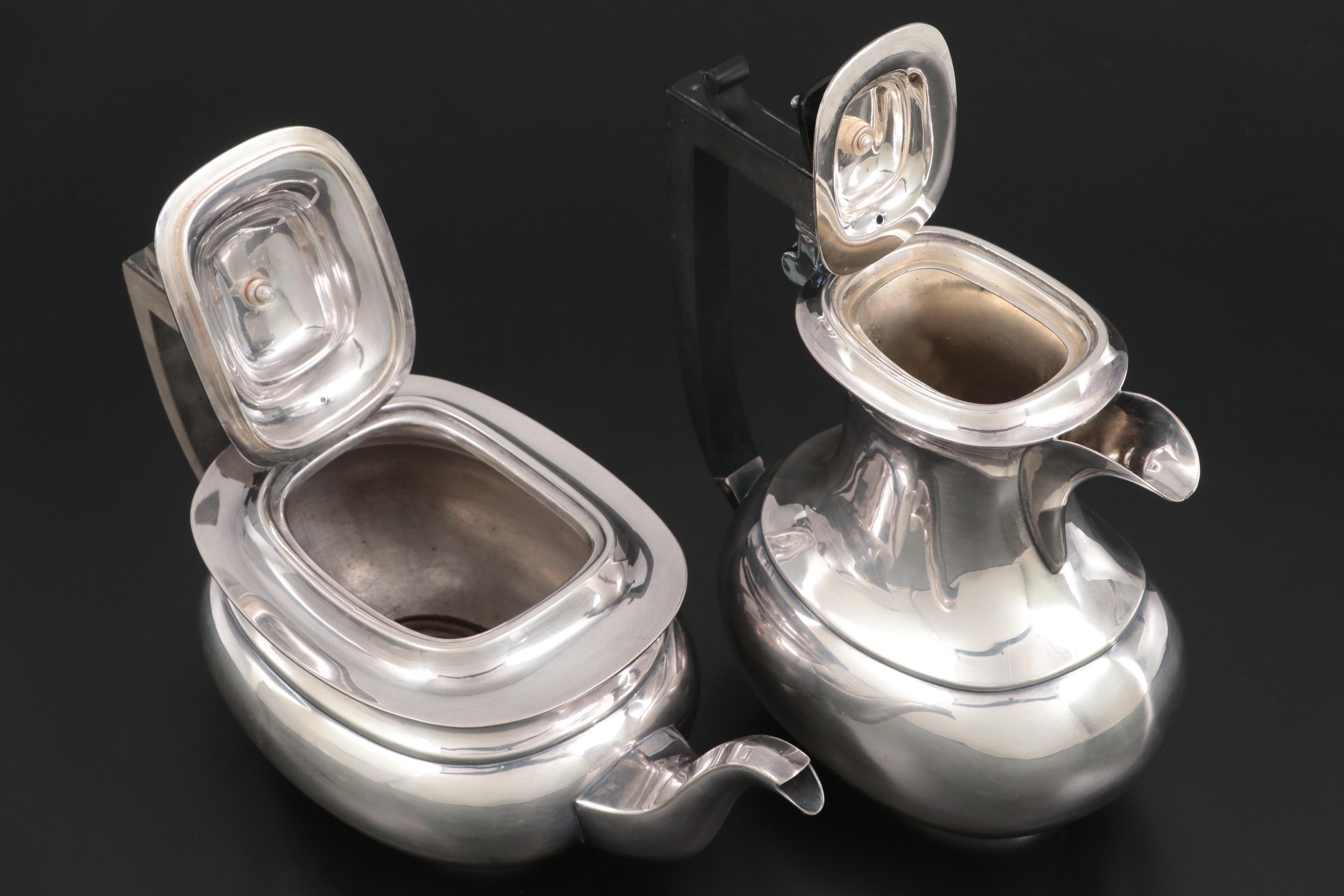 Acme Silver Plate Co. Coffee Pot, Teapot, Creamer and Sugar, Late 19th Century