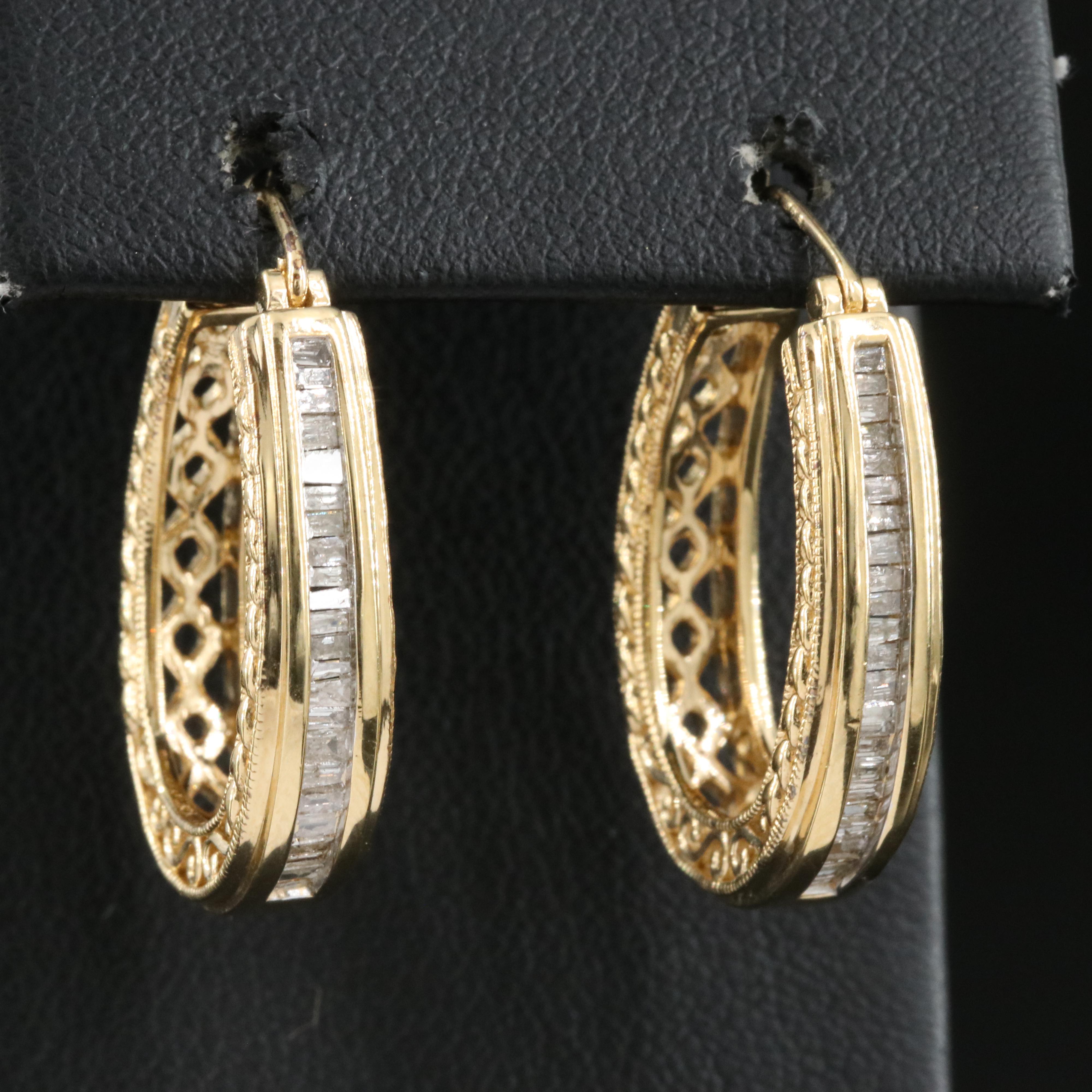 Sterling Diamond Hoop Earrings