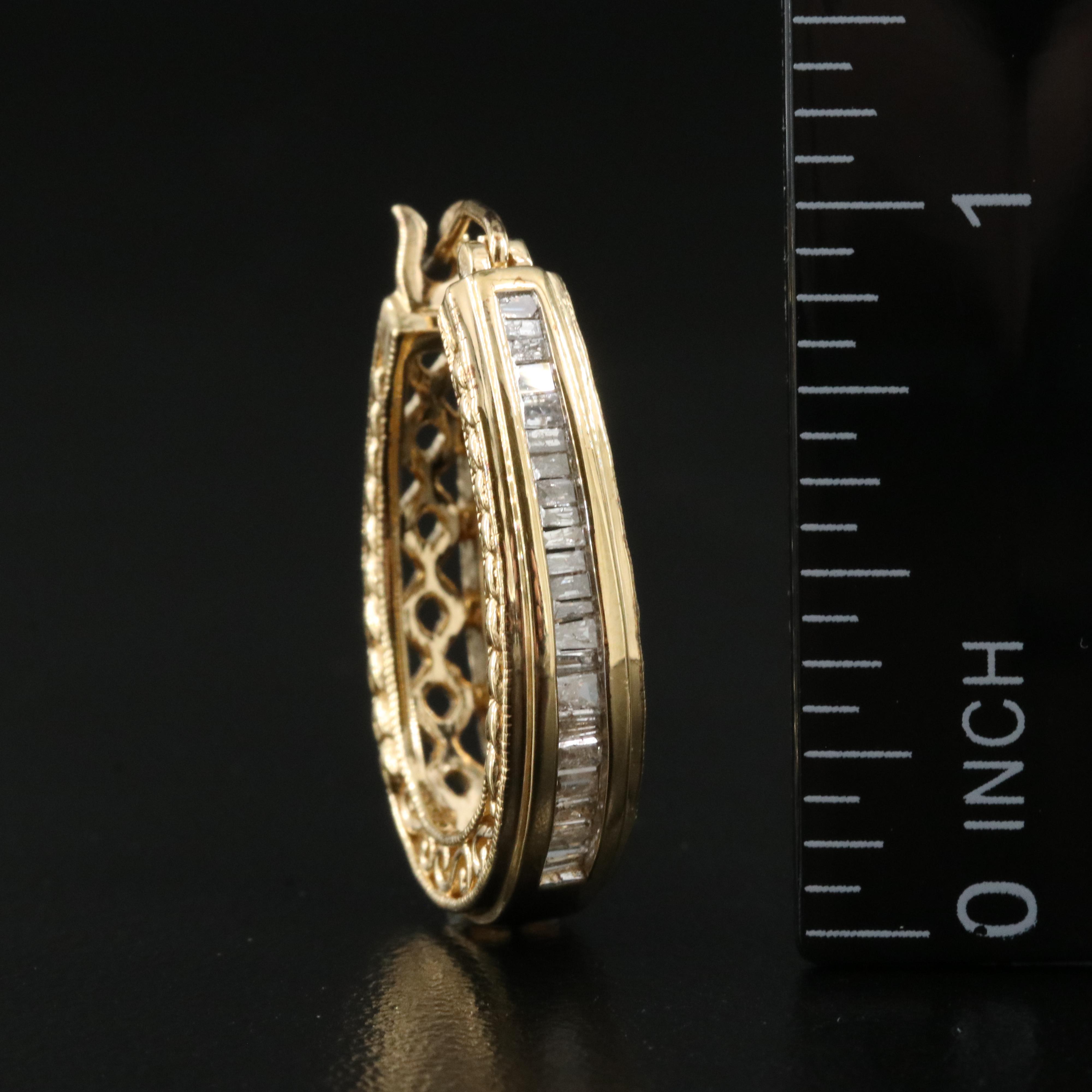 Sterling Diamond Hoop Earrings