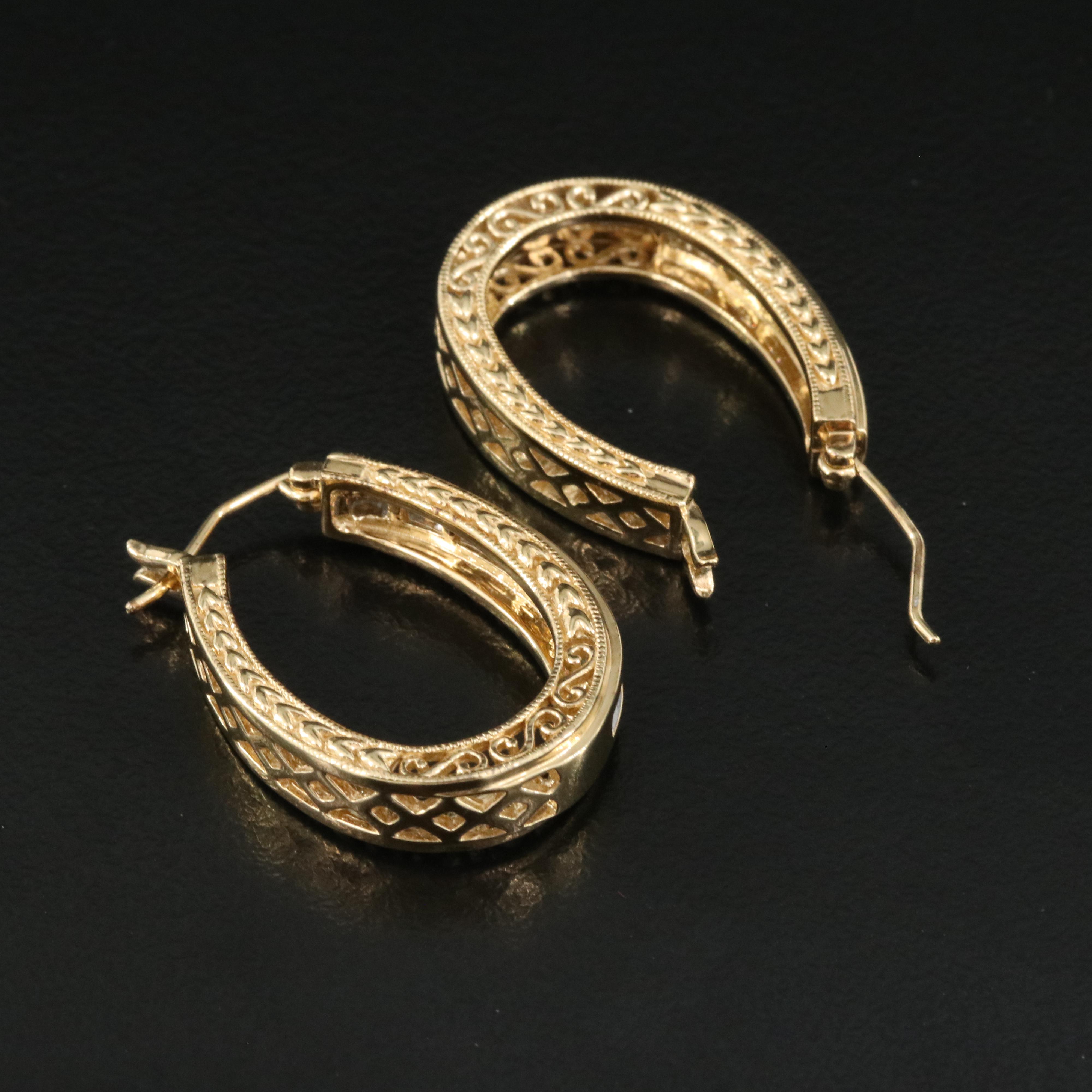 Sterling Diamond Hoop Earrings