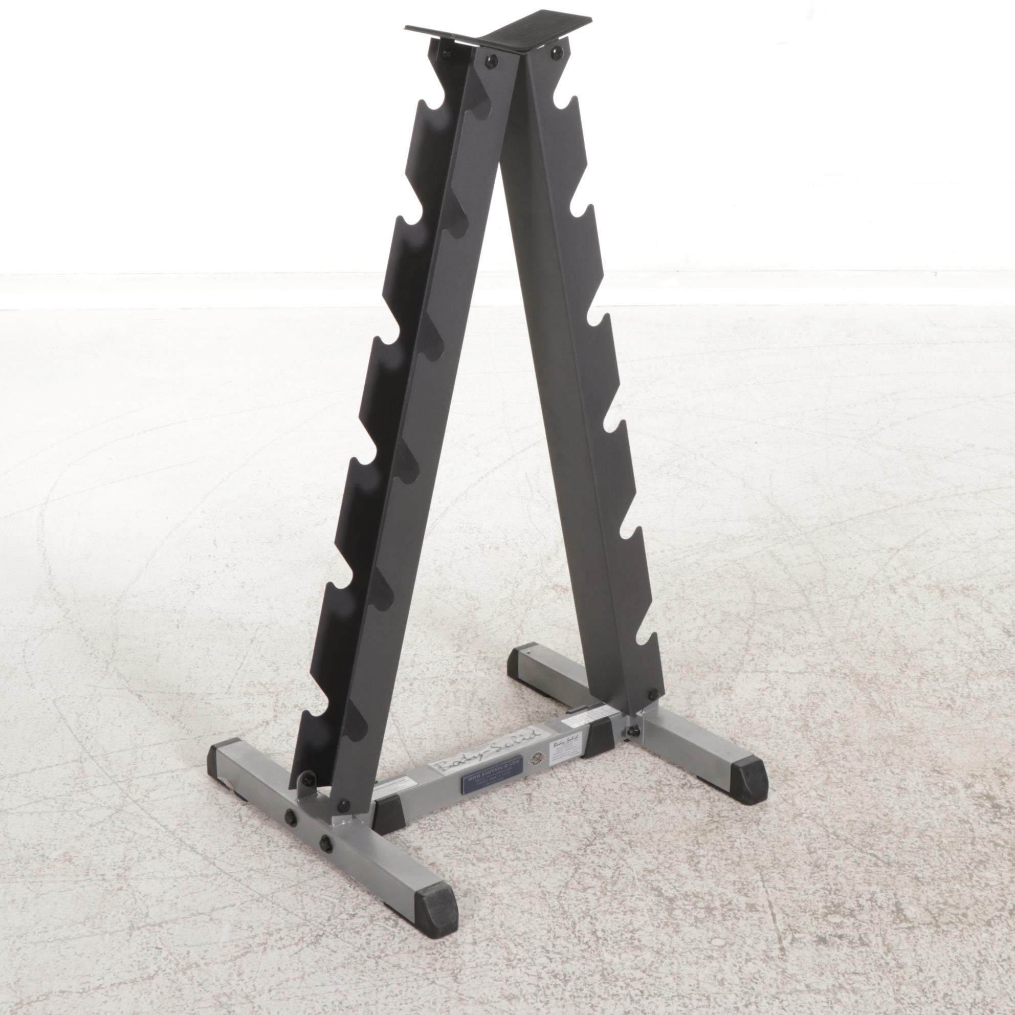 Fitness Equipment with Body Solid Weight Rack, Medicine Balls, Boxing Gloves