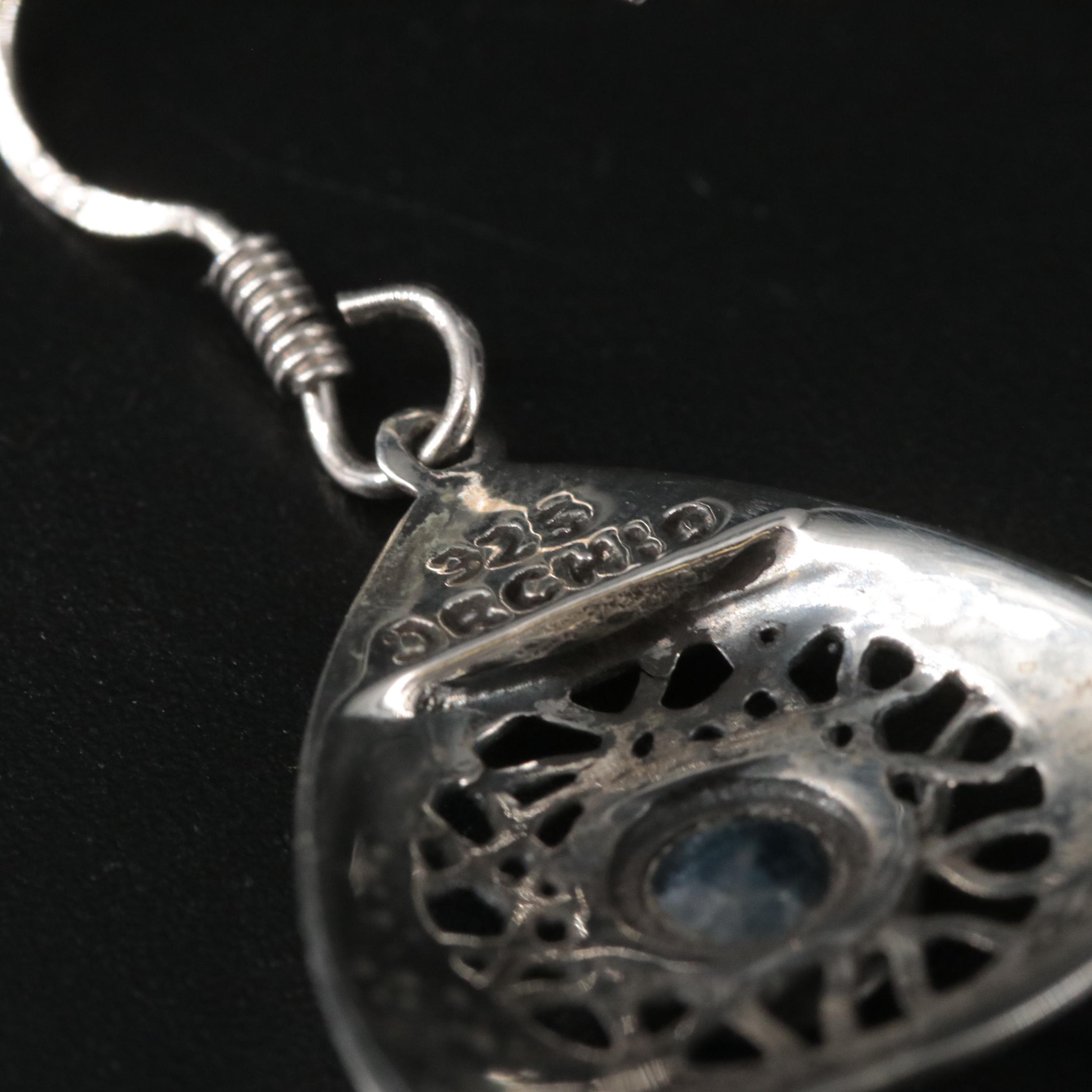 Sterling Silver Sapphire Dangle Earrings