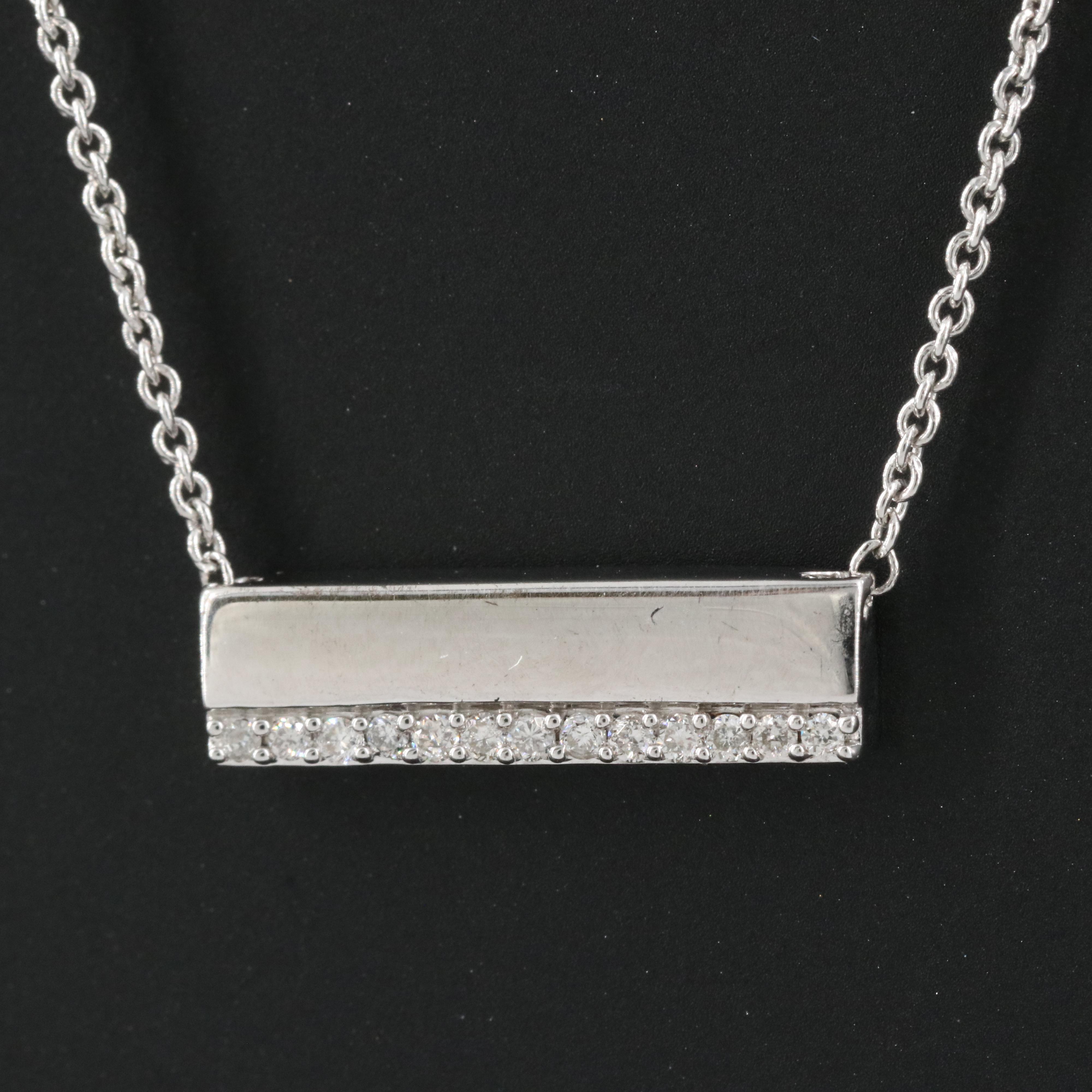 Sterling Diamond Bar Necklace
