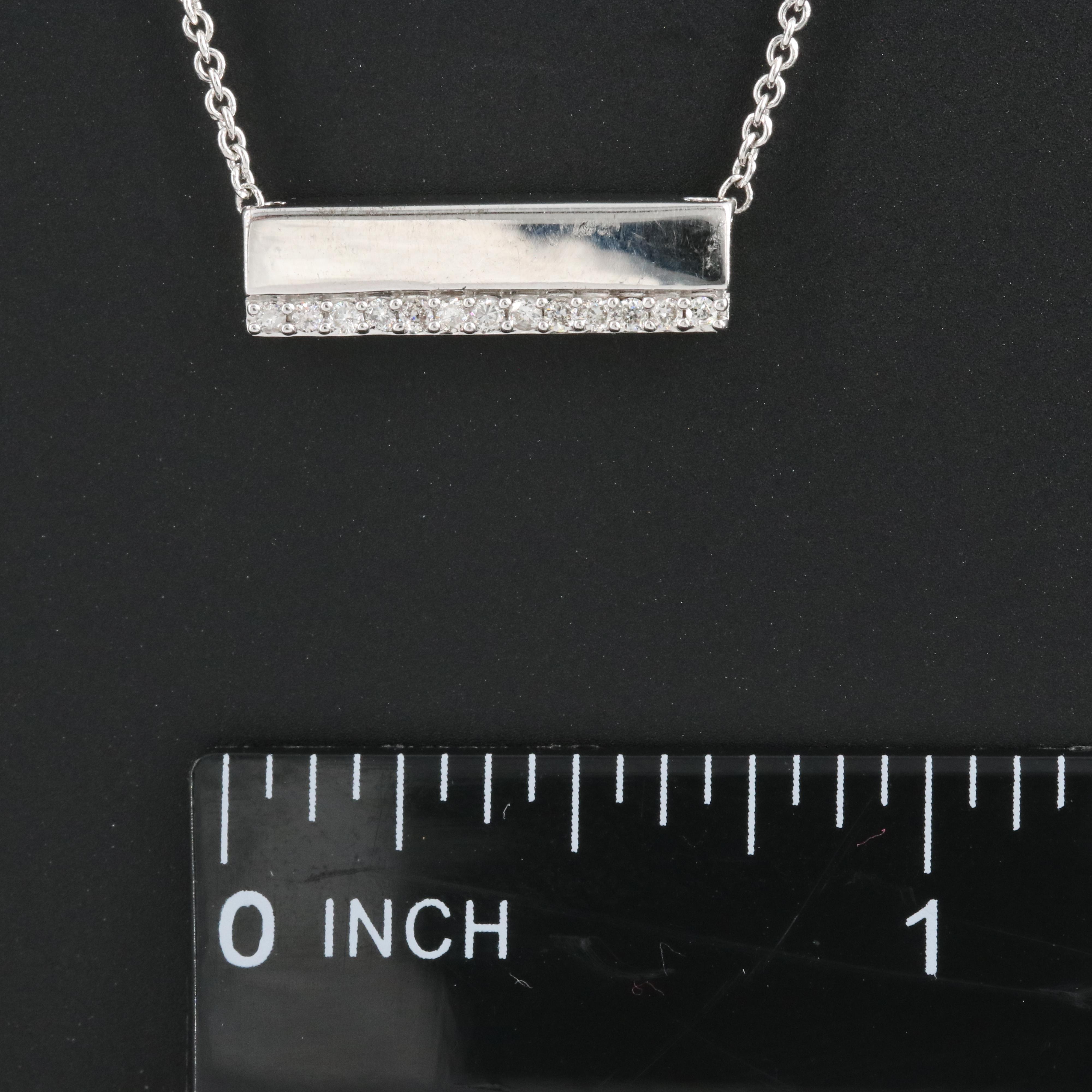Sterling Diamond Bar Necklace