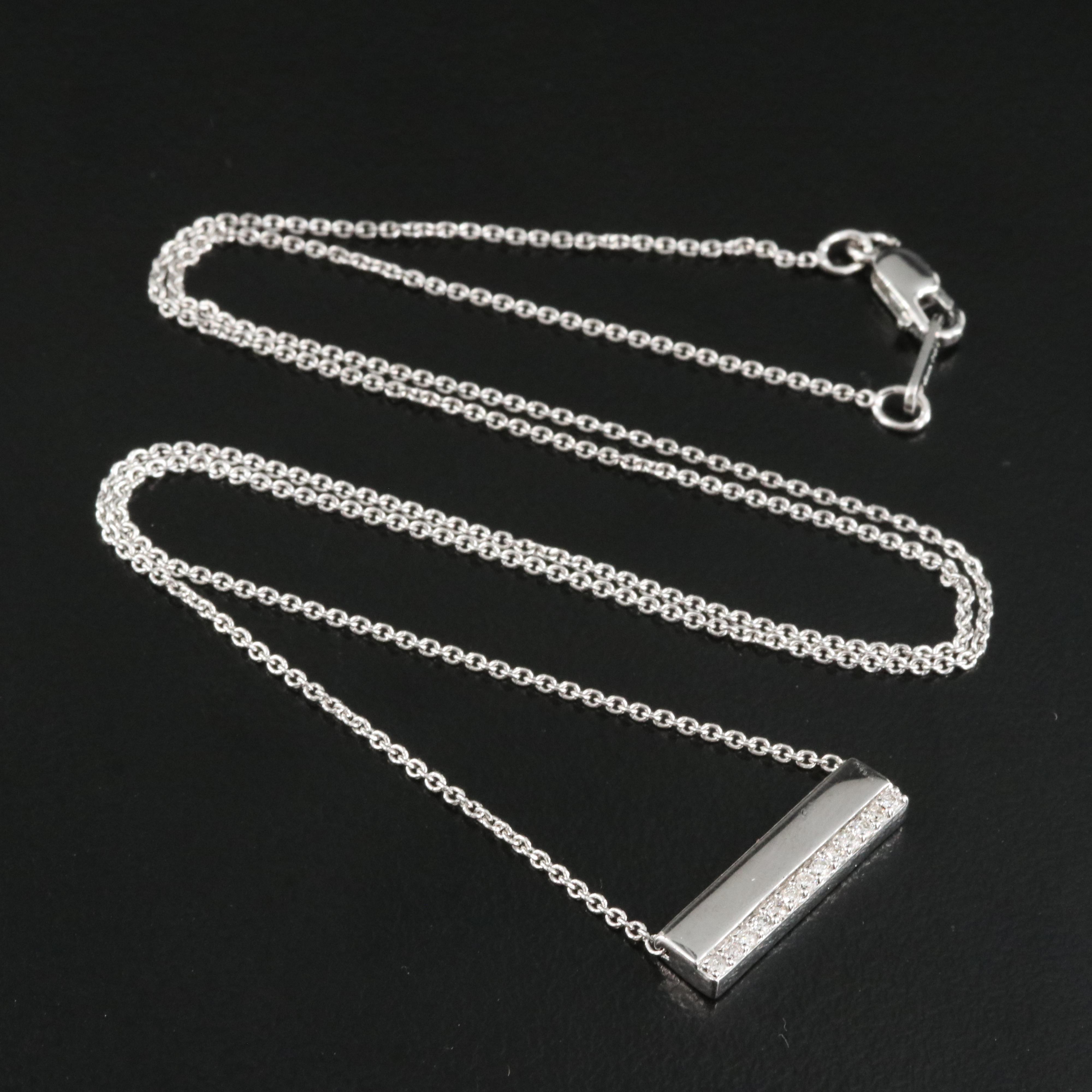 Sterling Diamond Bar Necklace