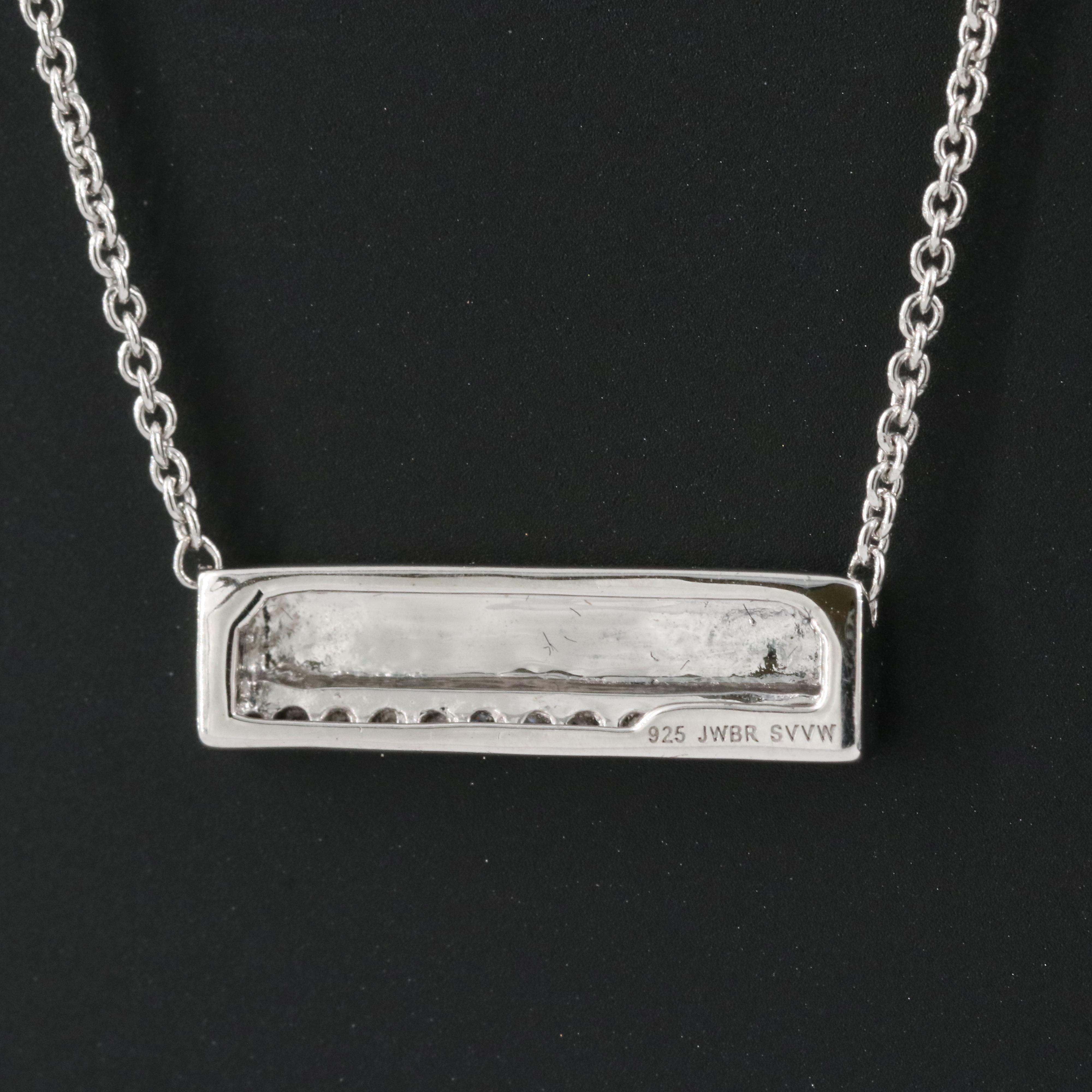 Sterling Diamond Bar Necklace
