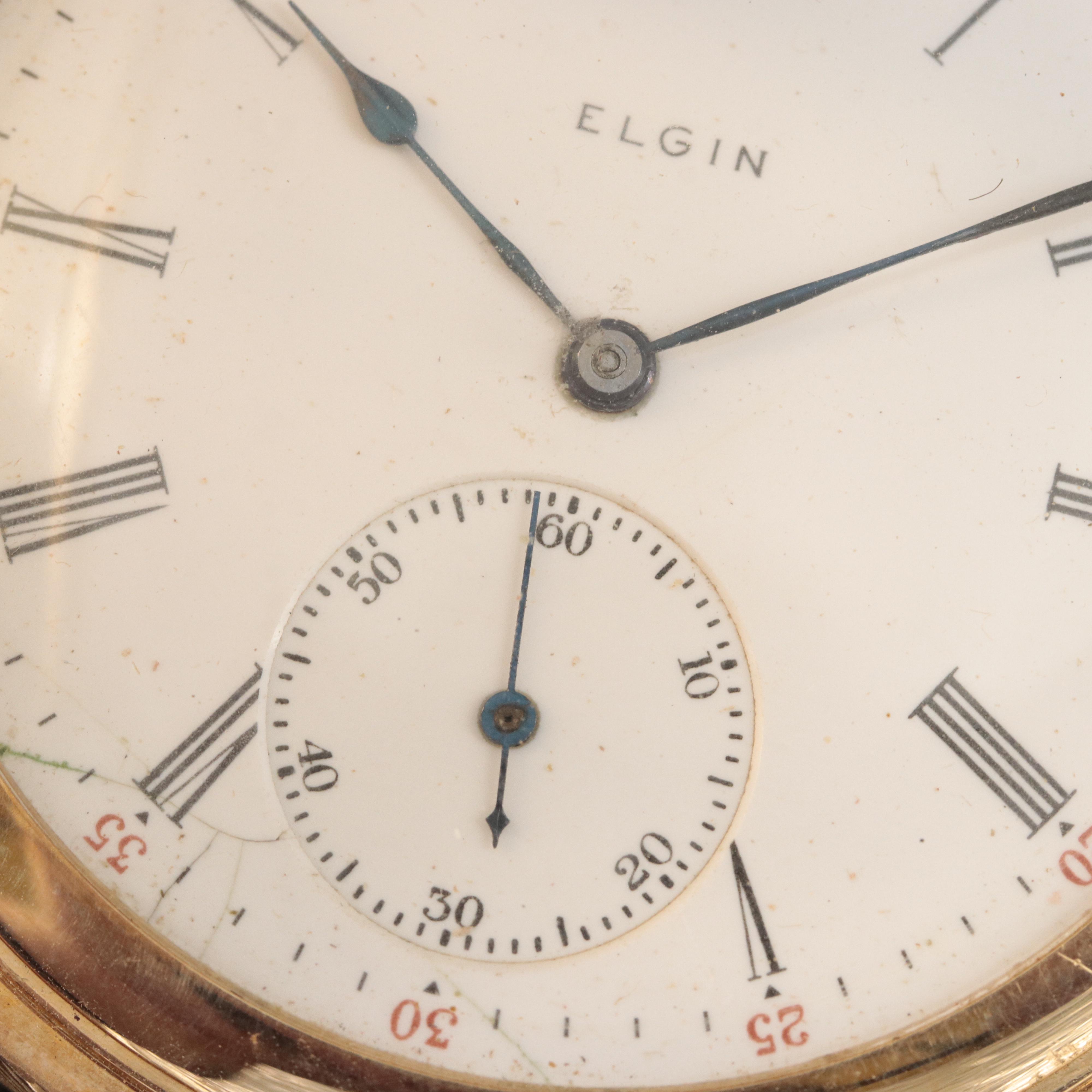 14K 1908 Elgin Hunter Case Pocket Watch
