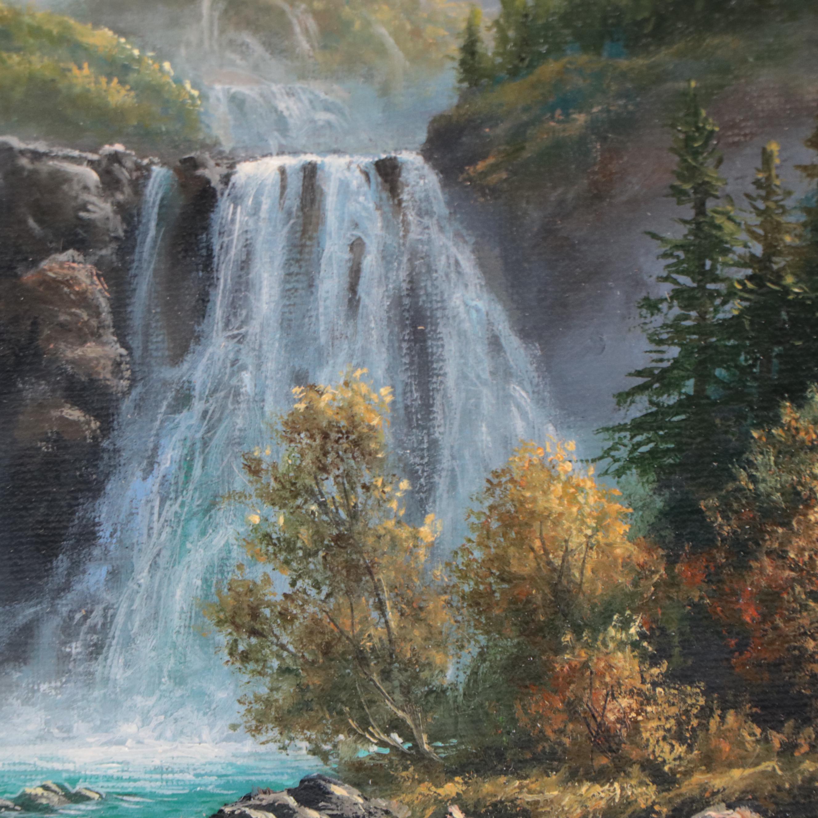 Jevgenijus Litvinas Oil Painting of Waterfall