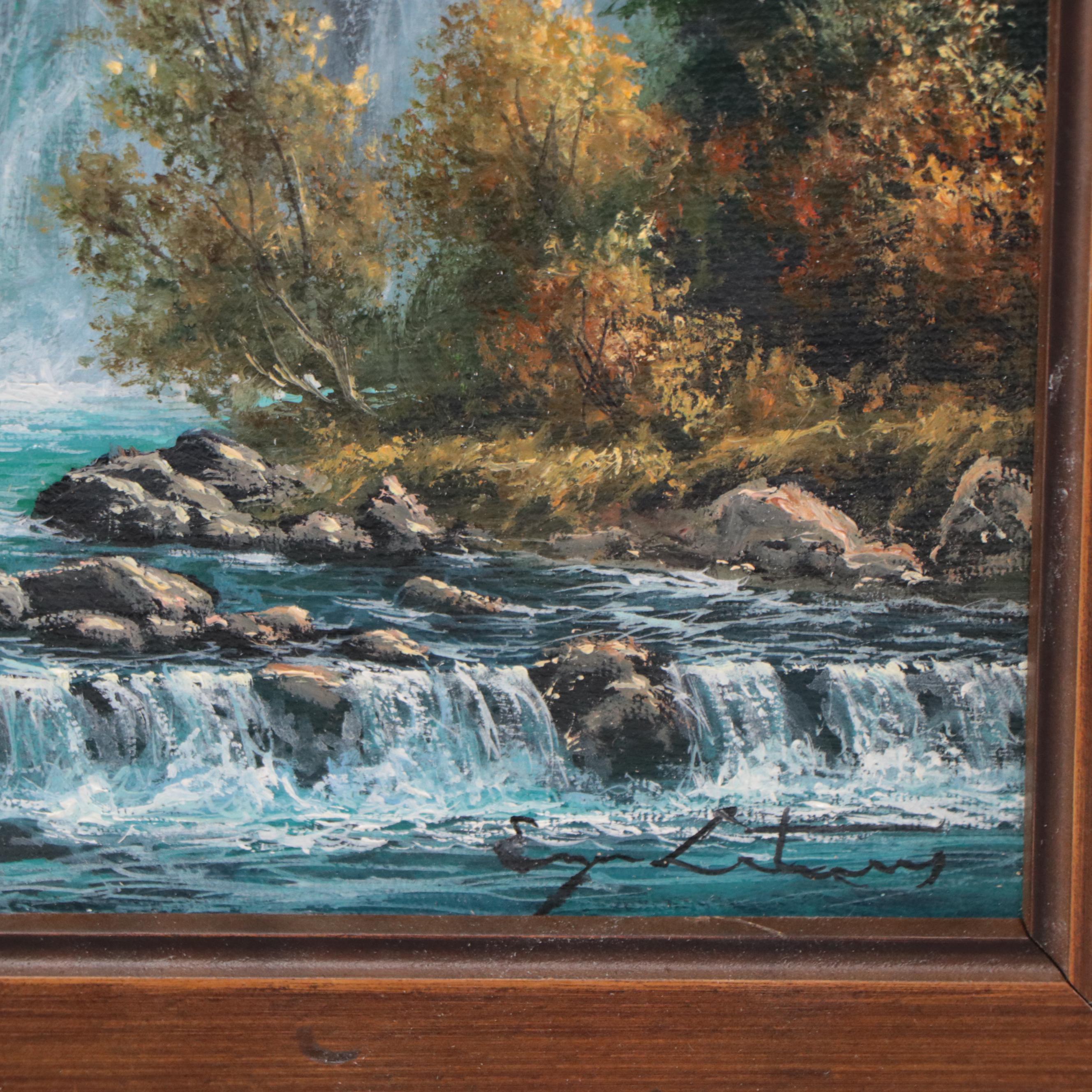 Jevgenijus Litvinas Oil Painting of Waterfall