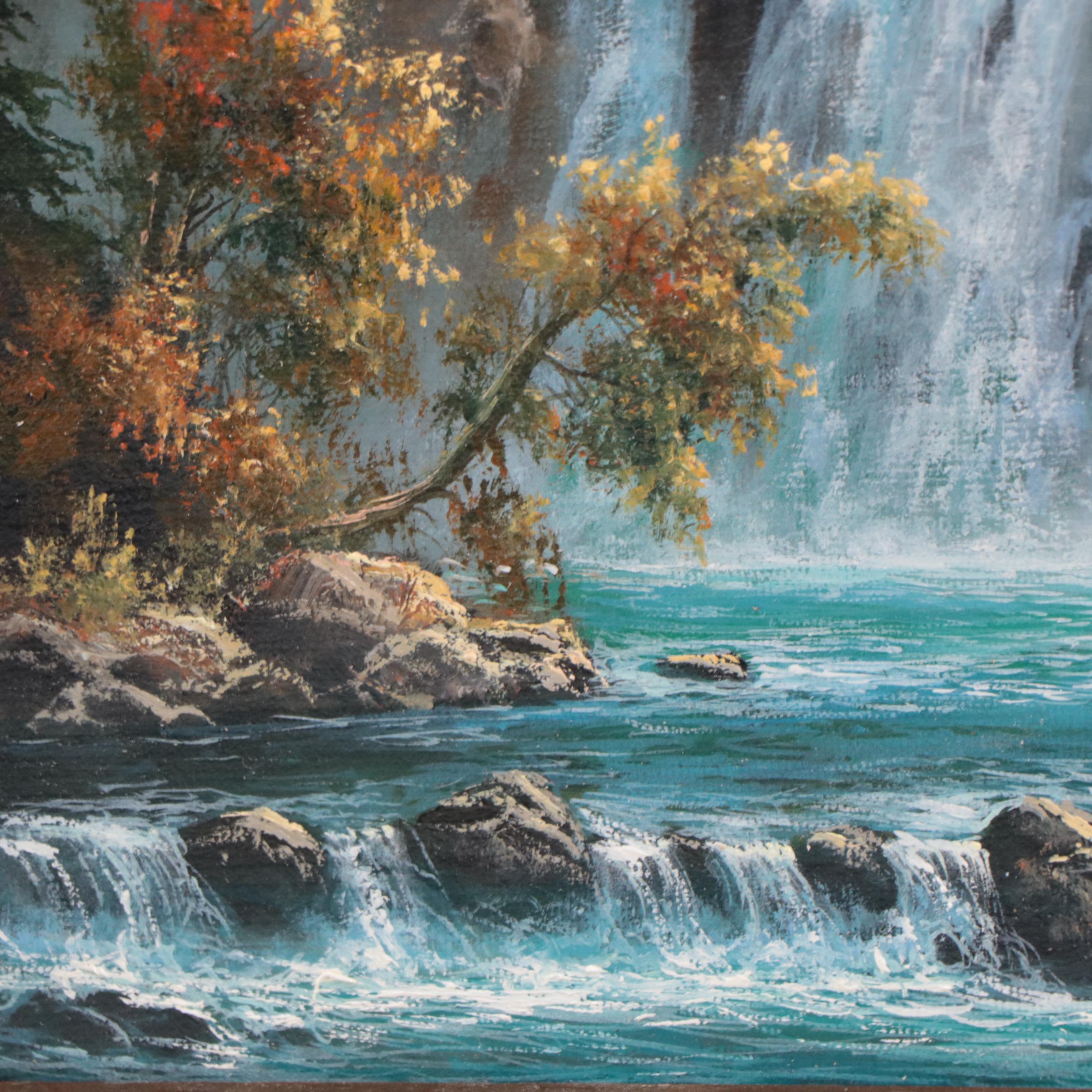 Jevgenijus Litvinas Oil Painting of Waterfall