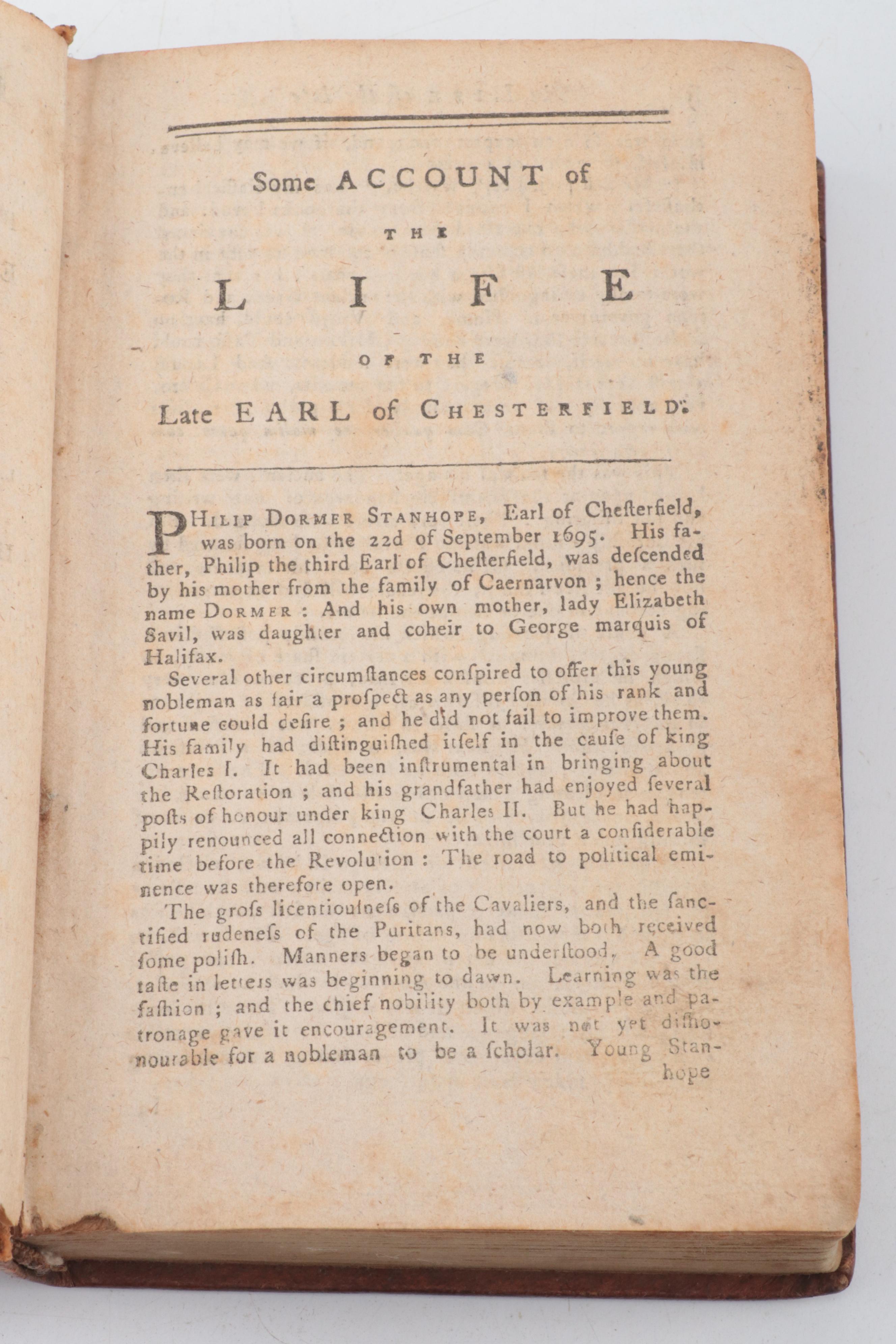 "Letters Written by the Earl of Chesterfield to His Son" Two-Volume Set, 1779