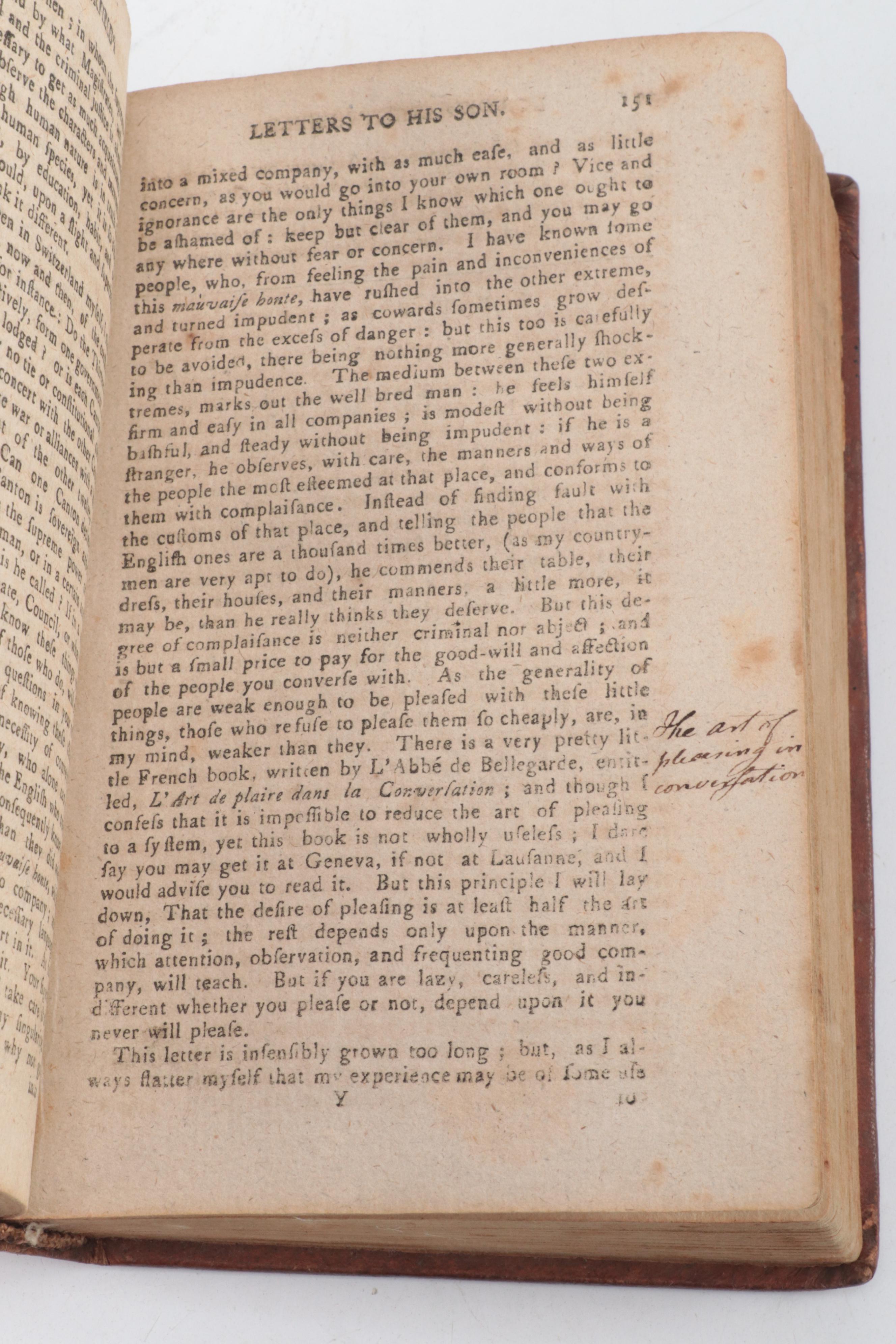"Letters Written by the Earl of Chesterfield to His Son" Two-Volume Set, 1779