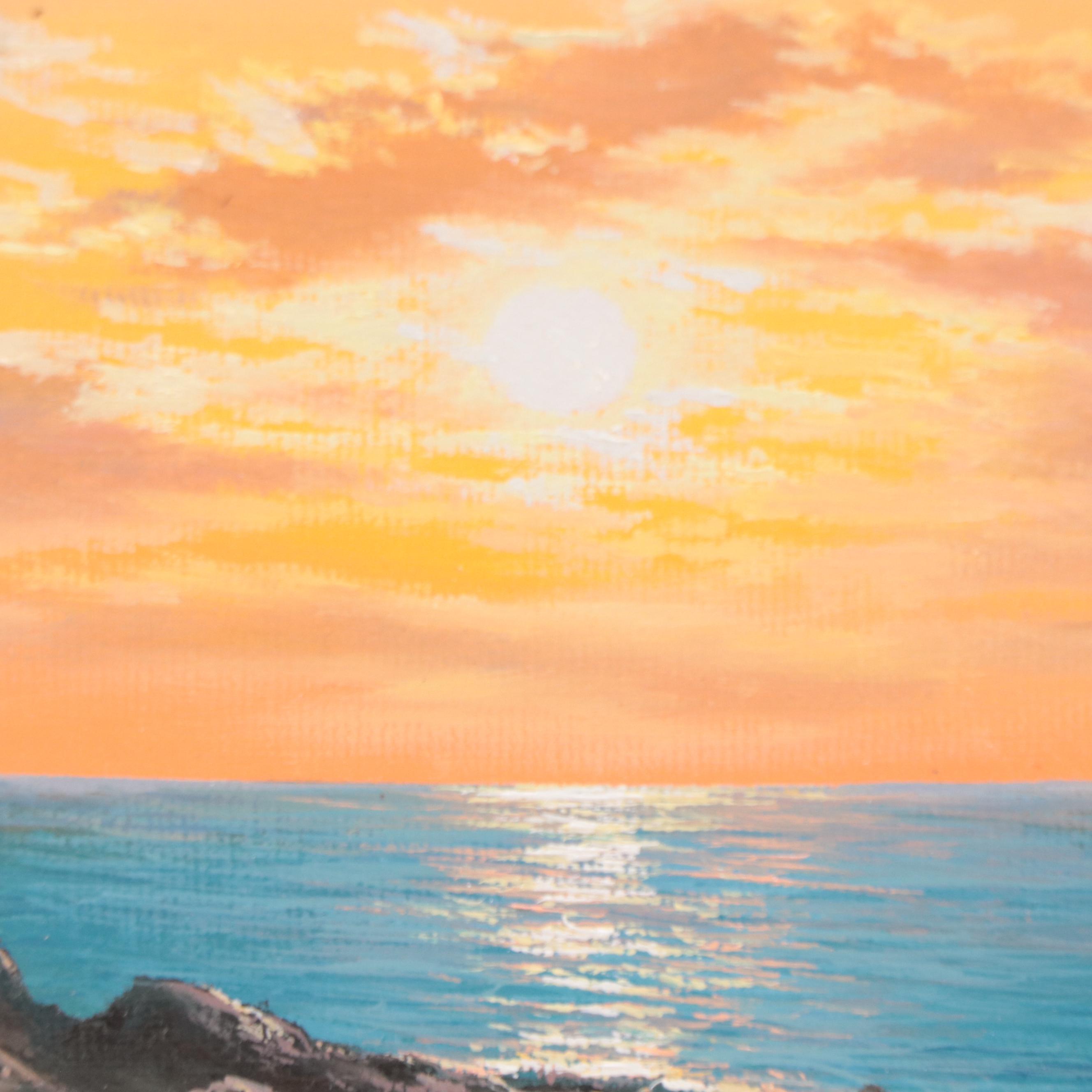 Jevgenijus Litvinas Oil Painting of Ocean and Lighthouse