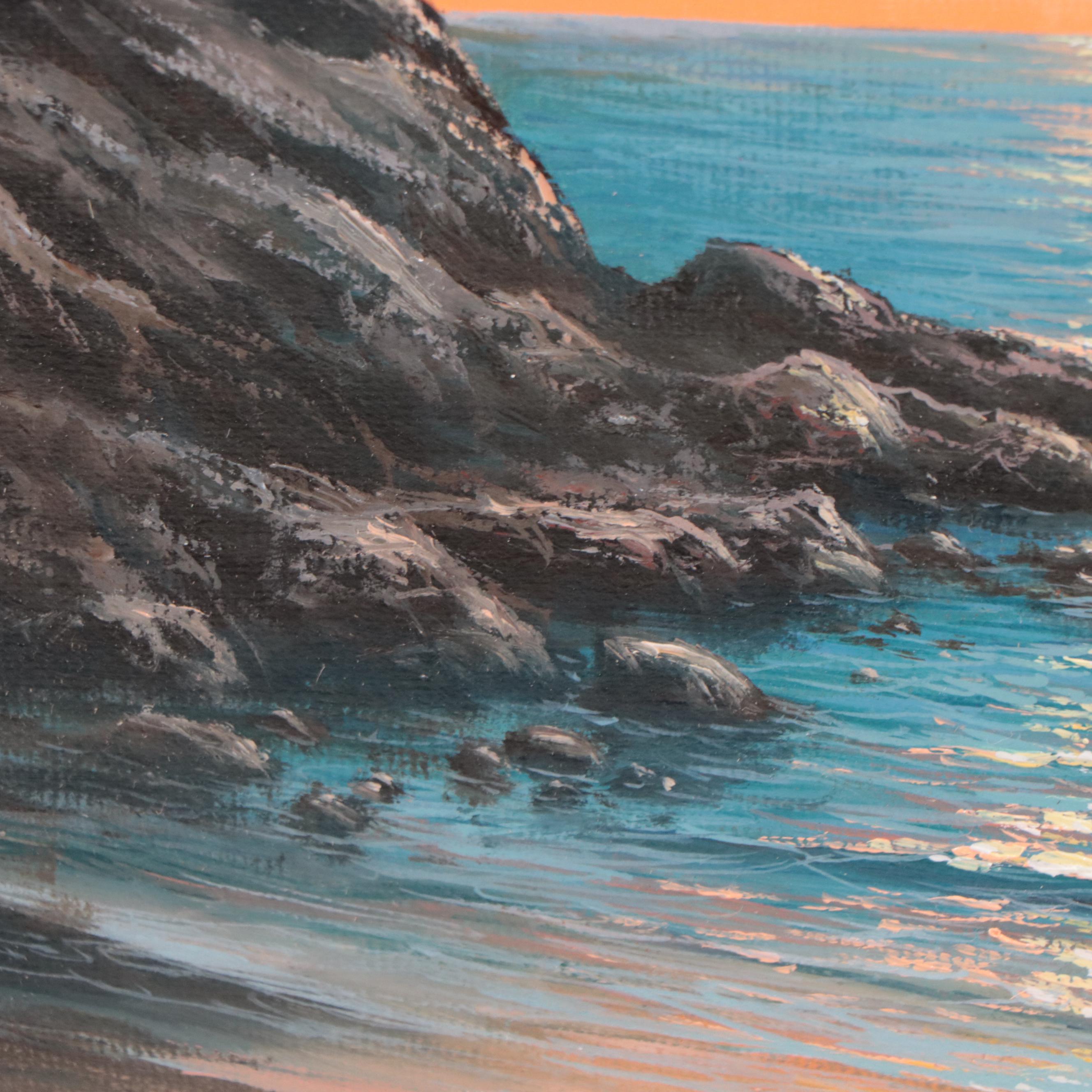 Jevgenijus Litvinas Oil Painting of Ocean and Lighthouse