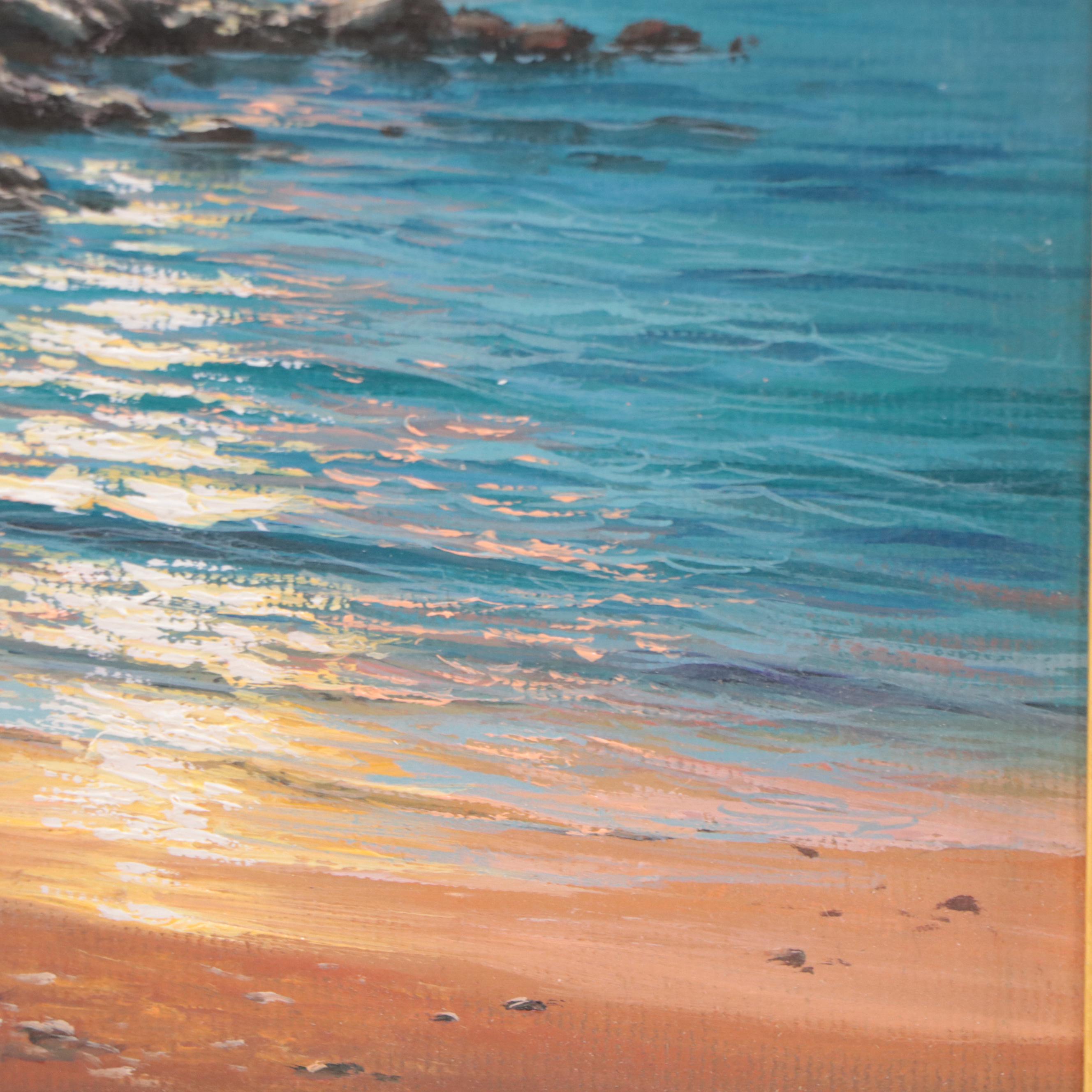 Jevgenijus Litvinas Oil Painting of Ocean and Lighthouse