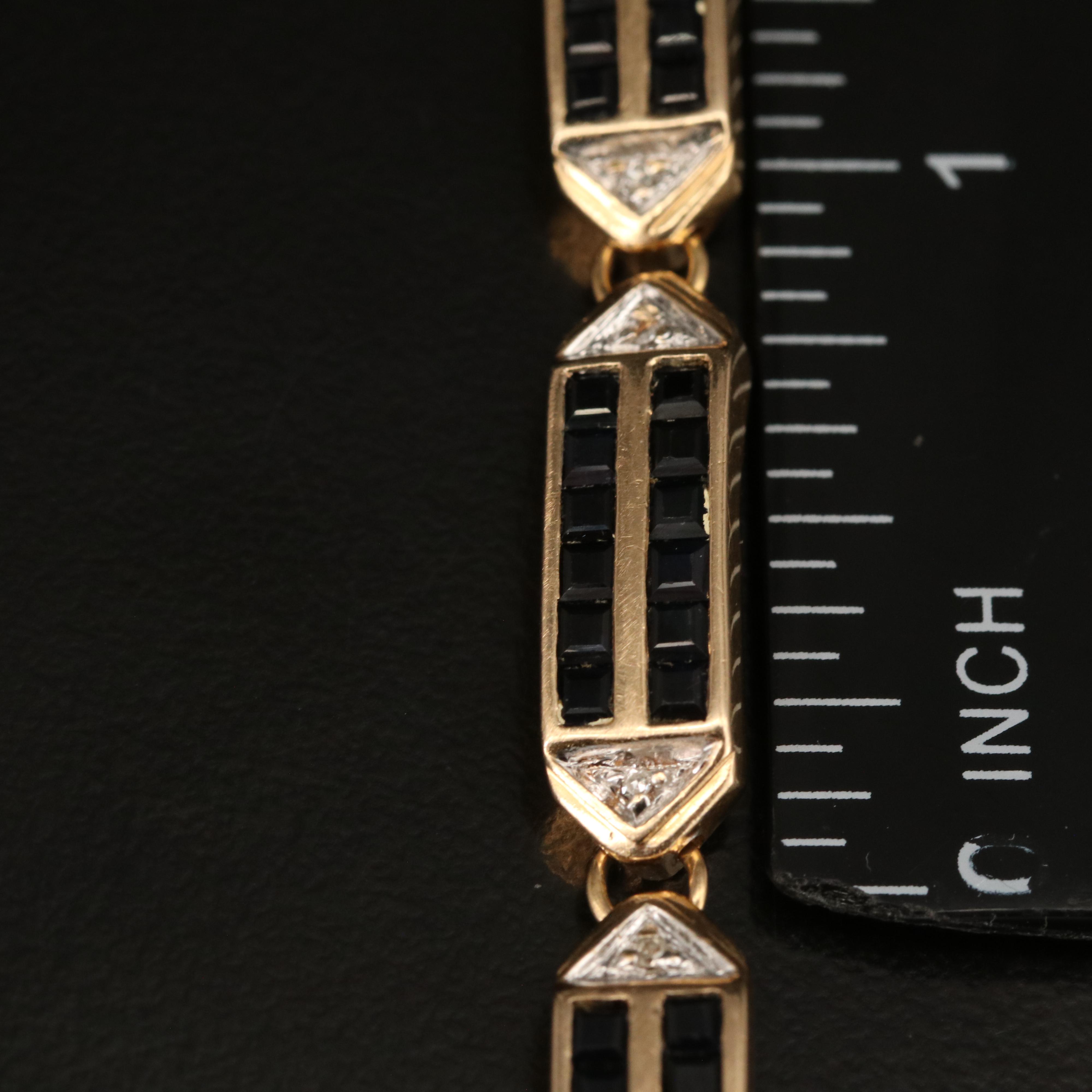 14K Sapphire and Diamond Link Bracelet