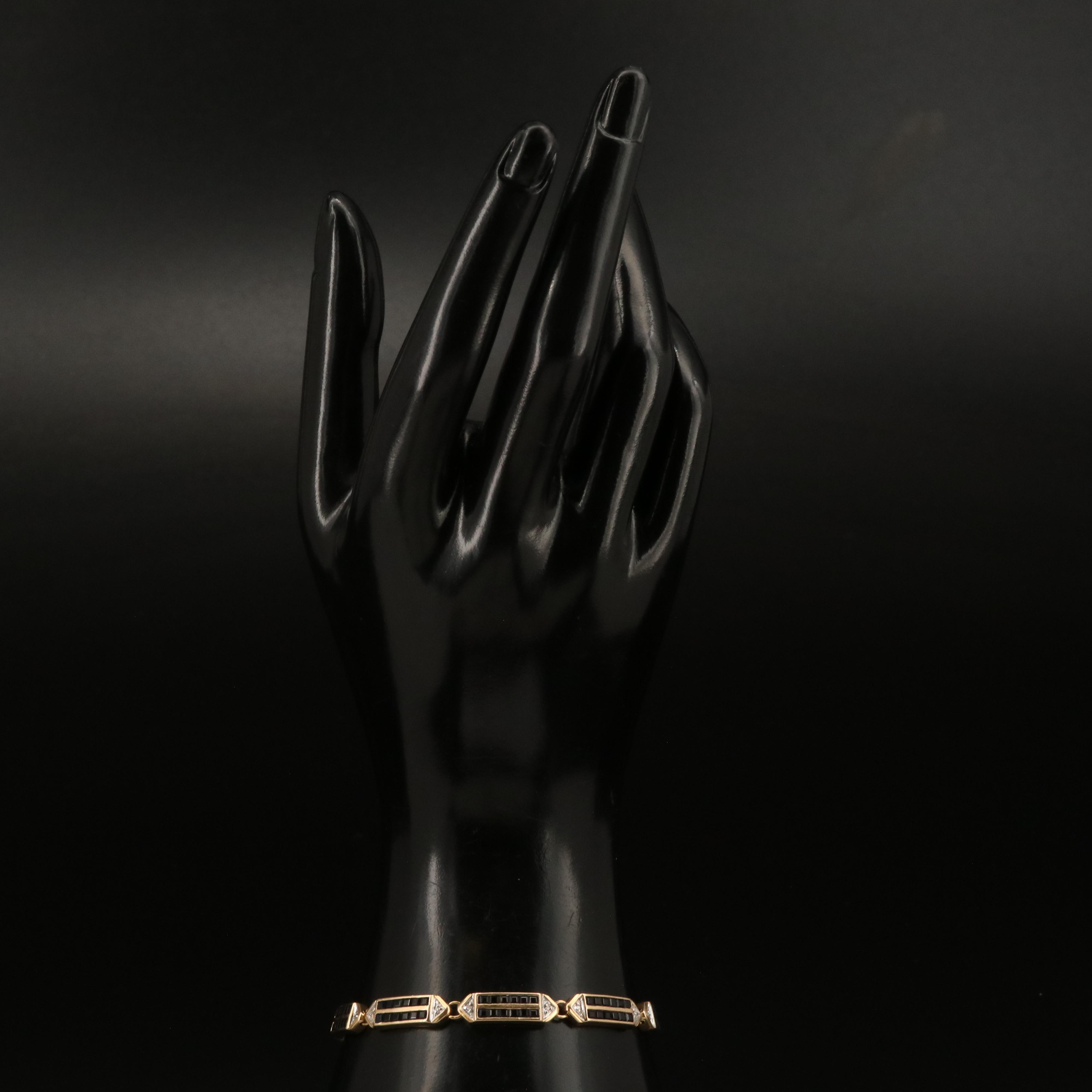 14K Sapphire and Diamond Link Bracelet