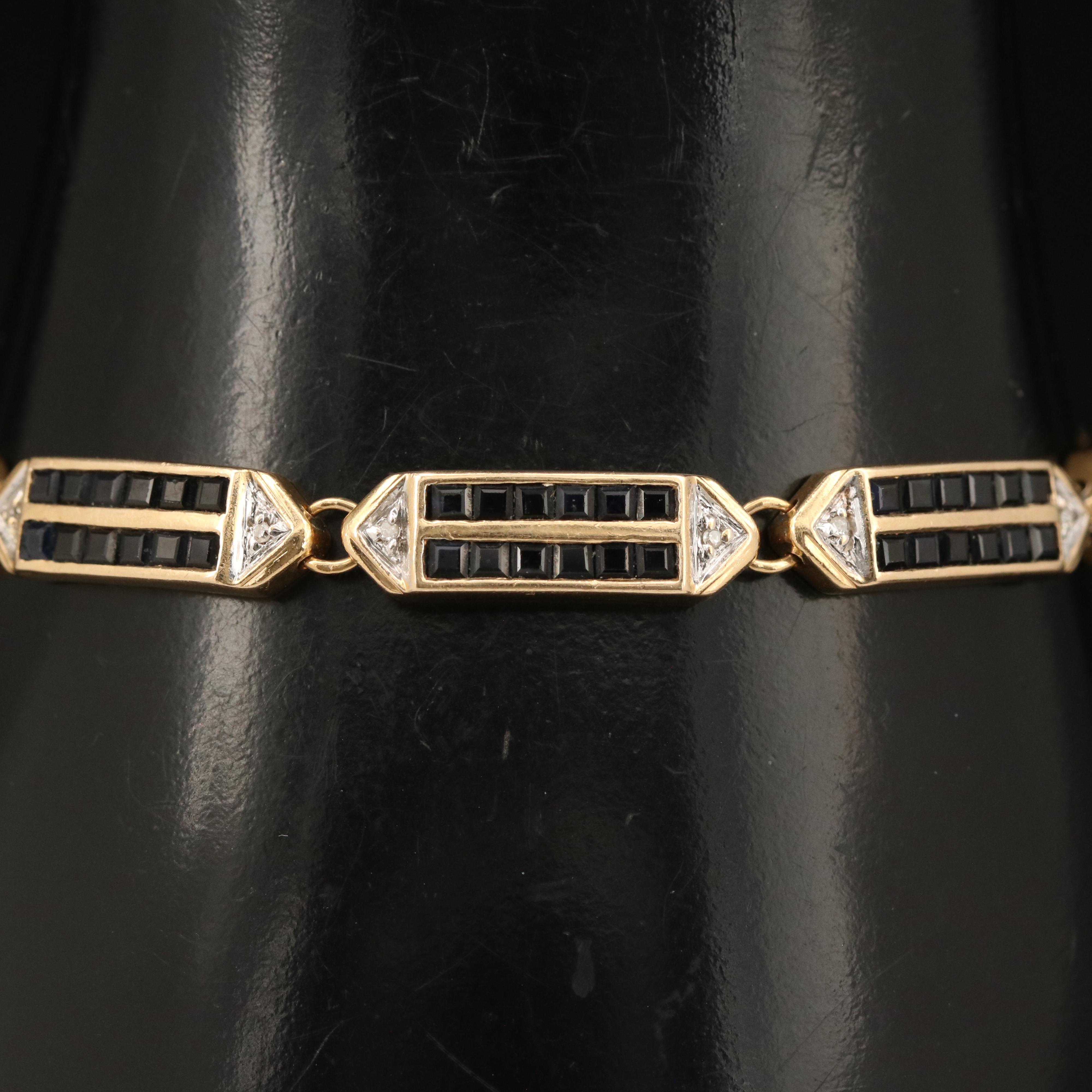 14K Sapphire and Diamond Link Bracelet