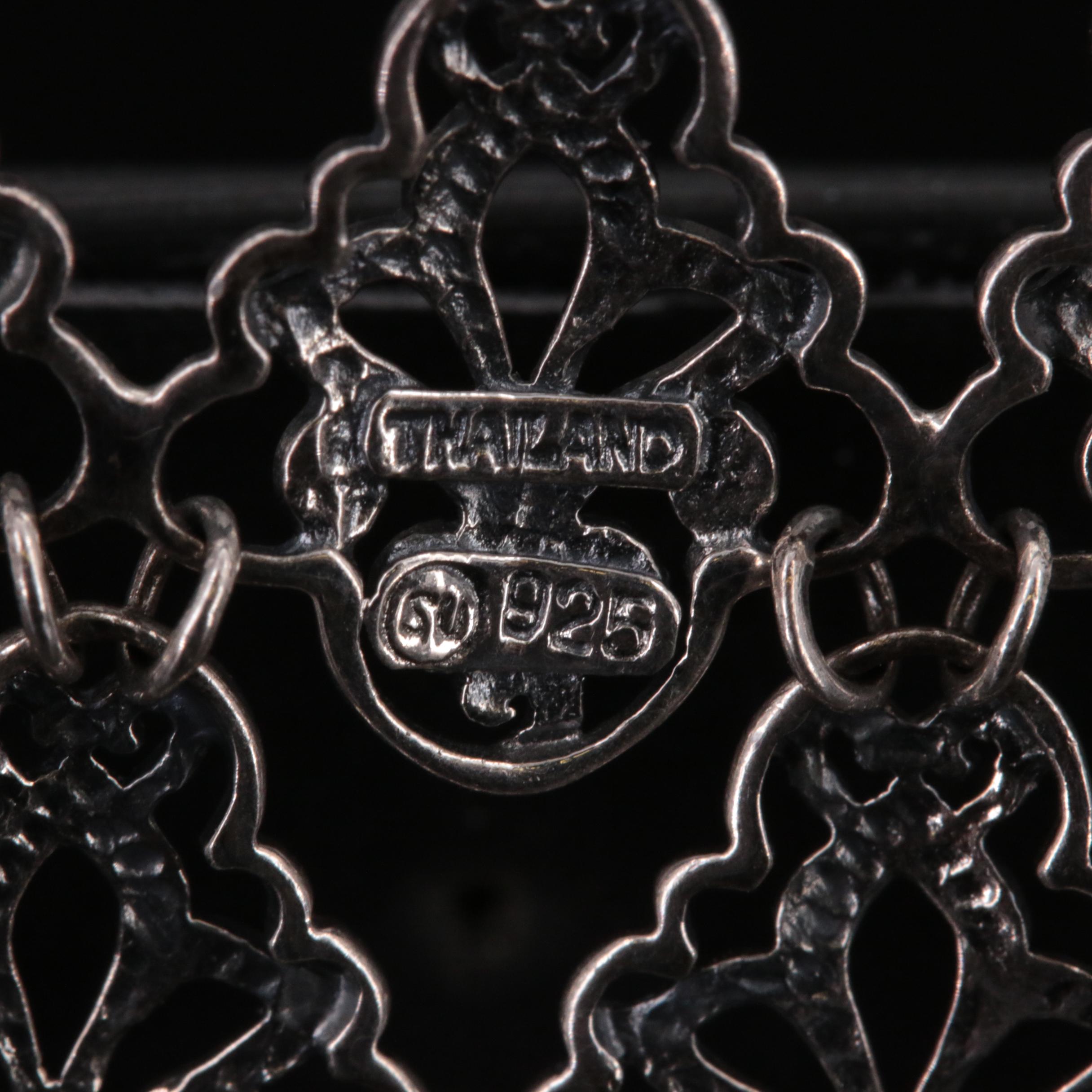 Sterling Black Onyx and Cubic Zirconia Drop Earrings