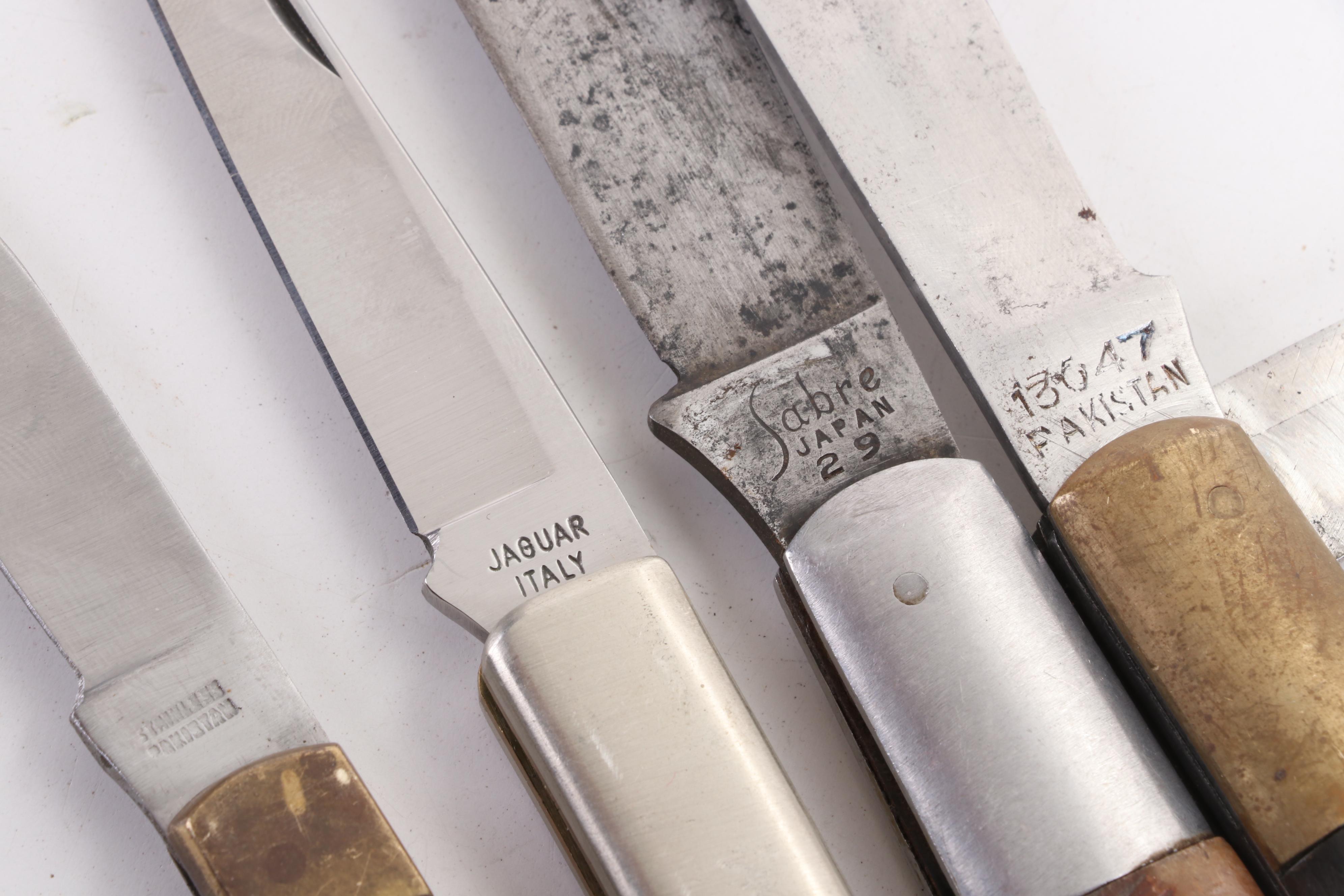 Jaguar, Sabre, Bullet with Other Folding Knives, Ruler and Razor