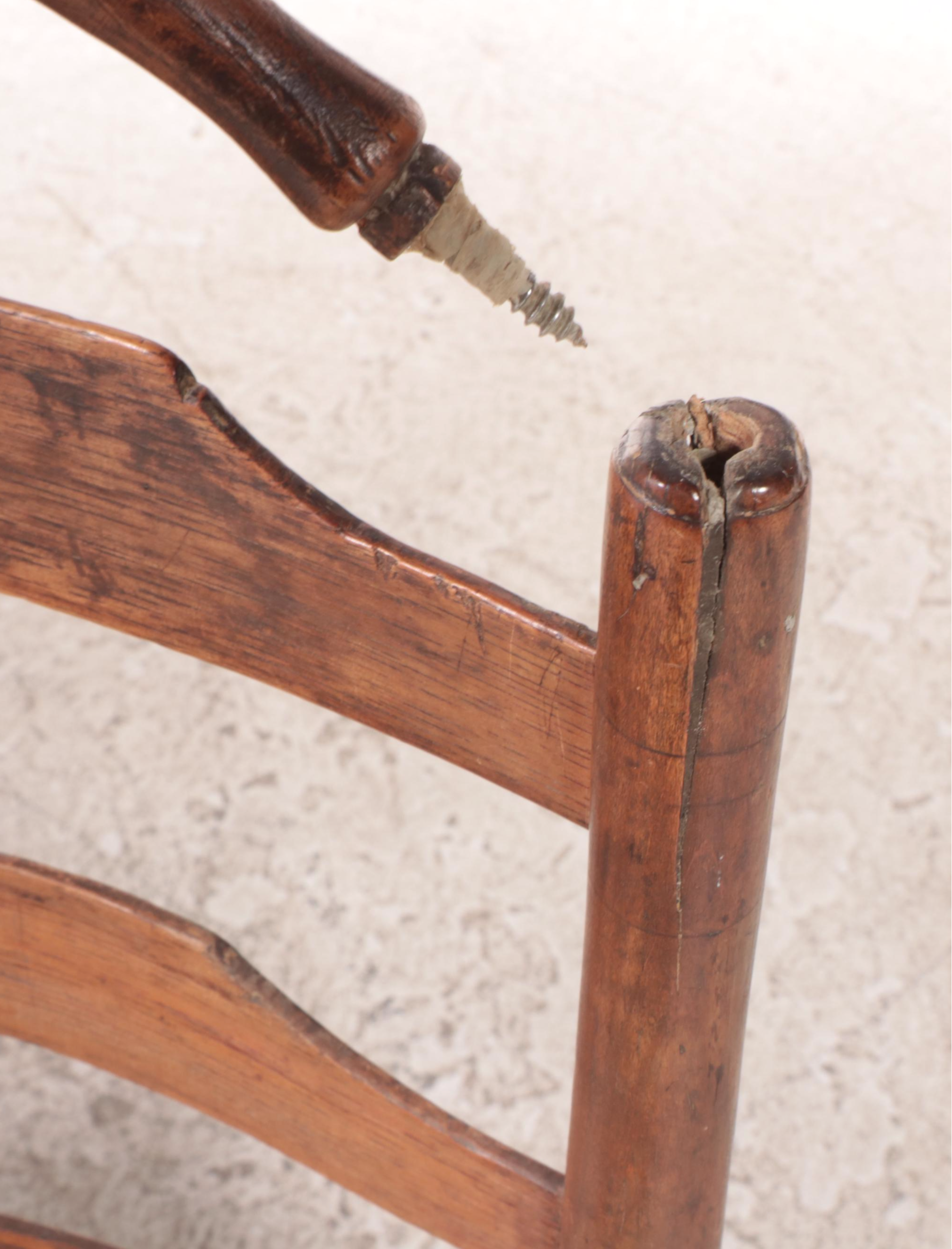 American Primitive Ash and Mixed Woods Ladderback Chairs, 19th Century