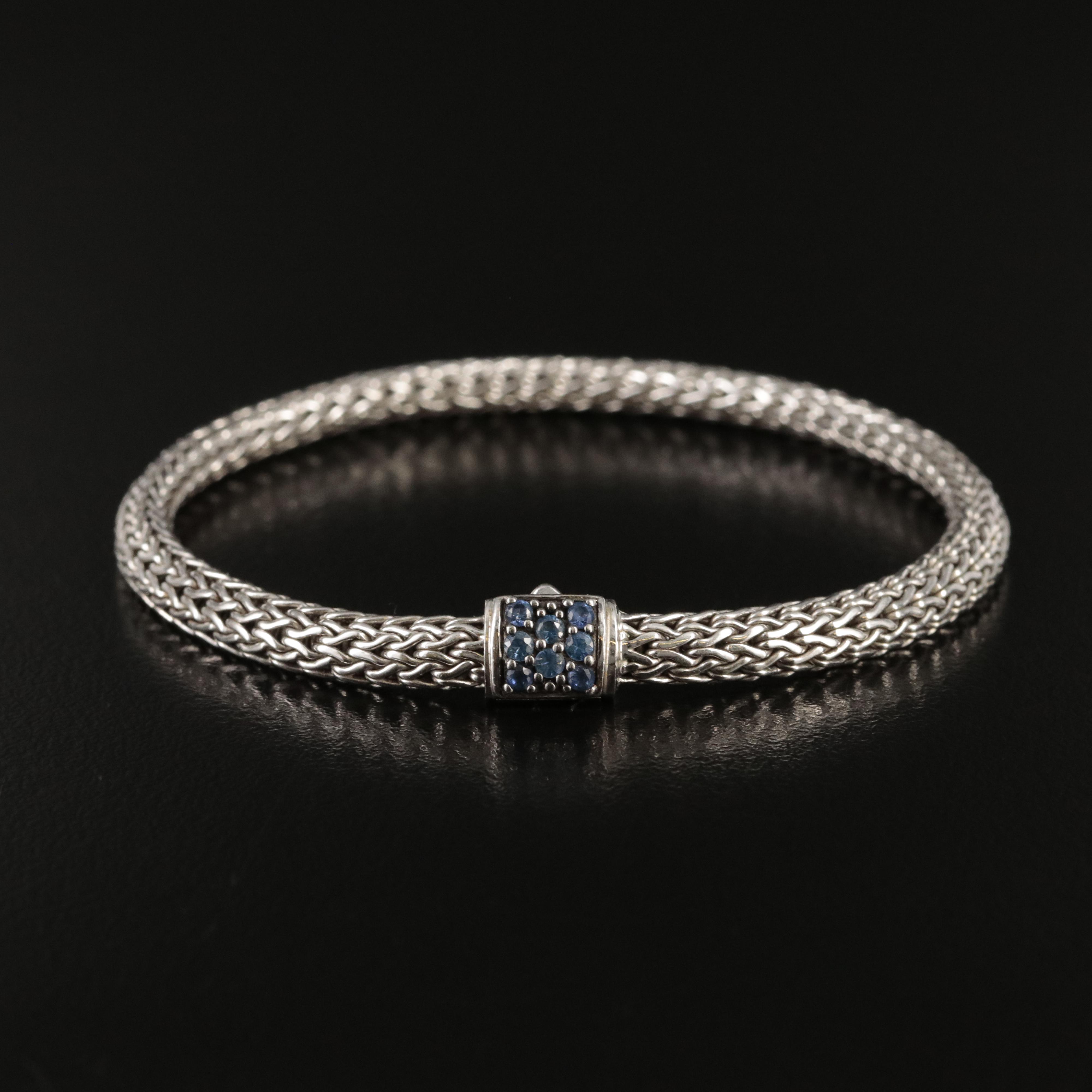 John Hardy "Classic" Sterling Sapphire Chain Bracelet