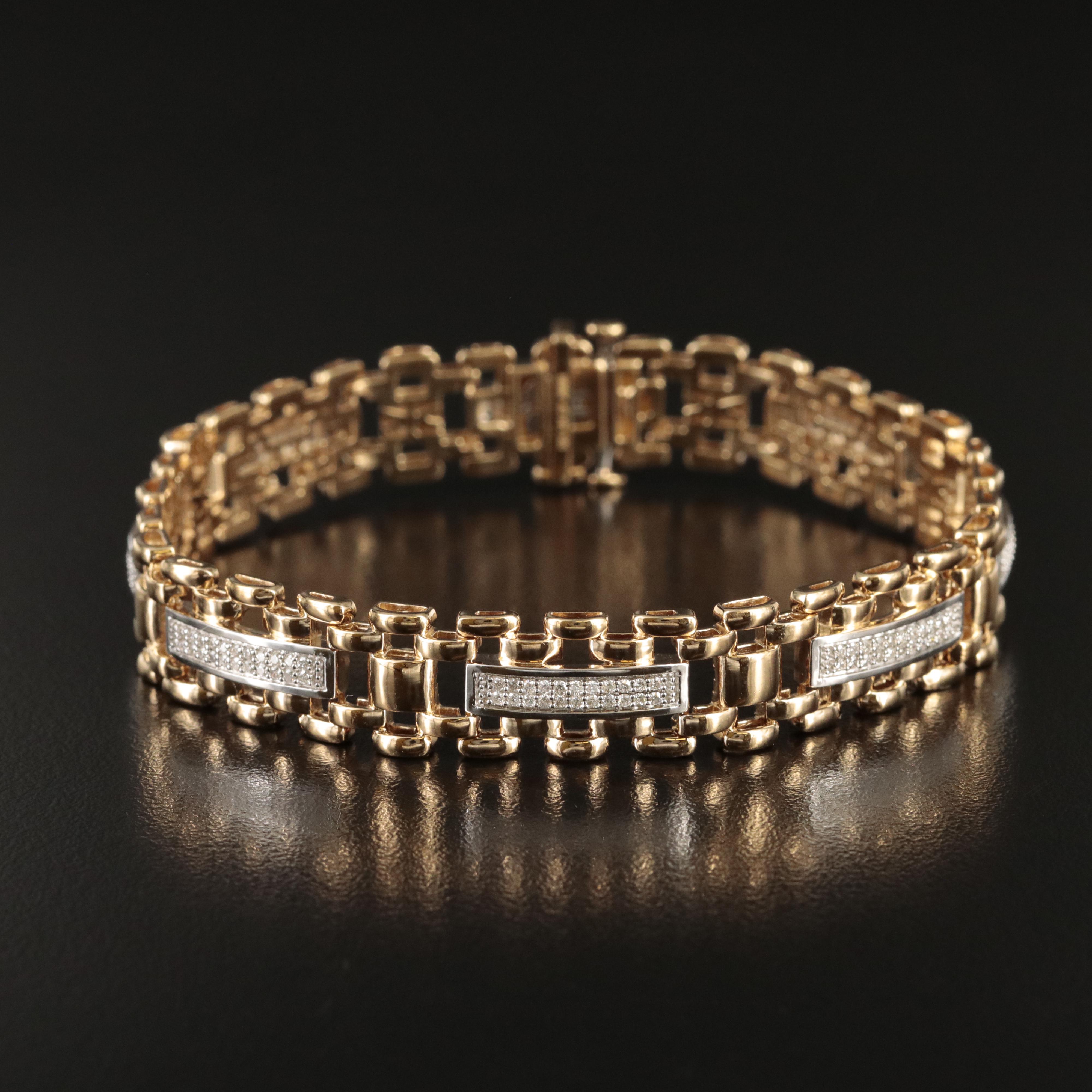 Sterling 1.03 CTW Diamond Panther Link Bracelet