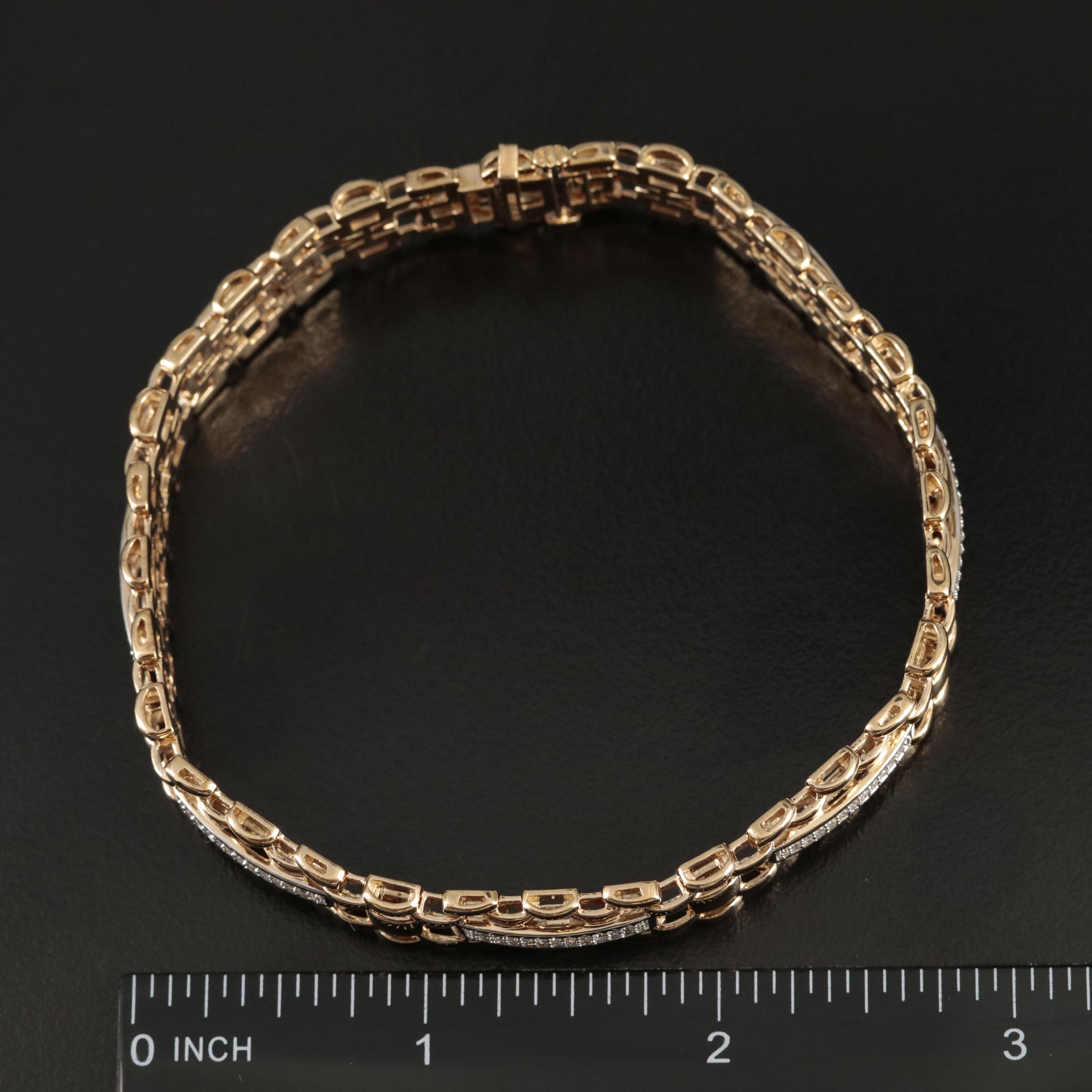 Sterling 1.03 CTW Diamond Panther Link Bracelet