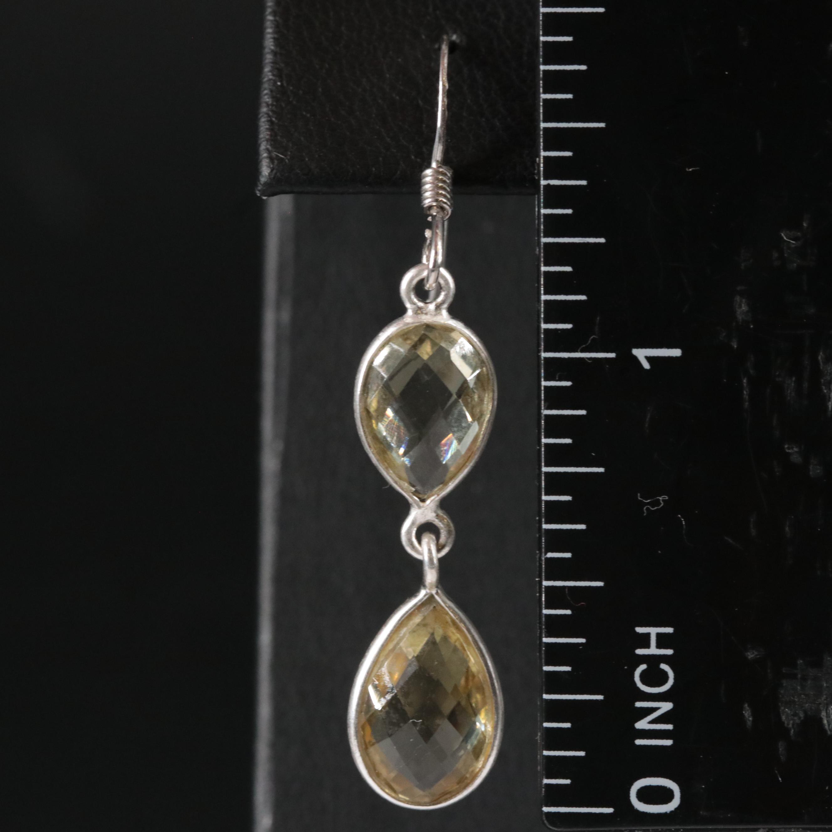 Sterling Silver Lemon Quartz Dangle Earrings
