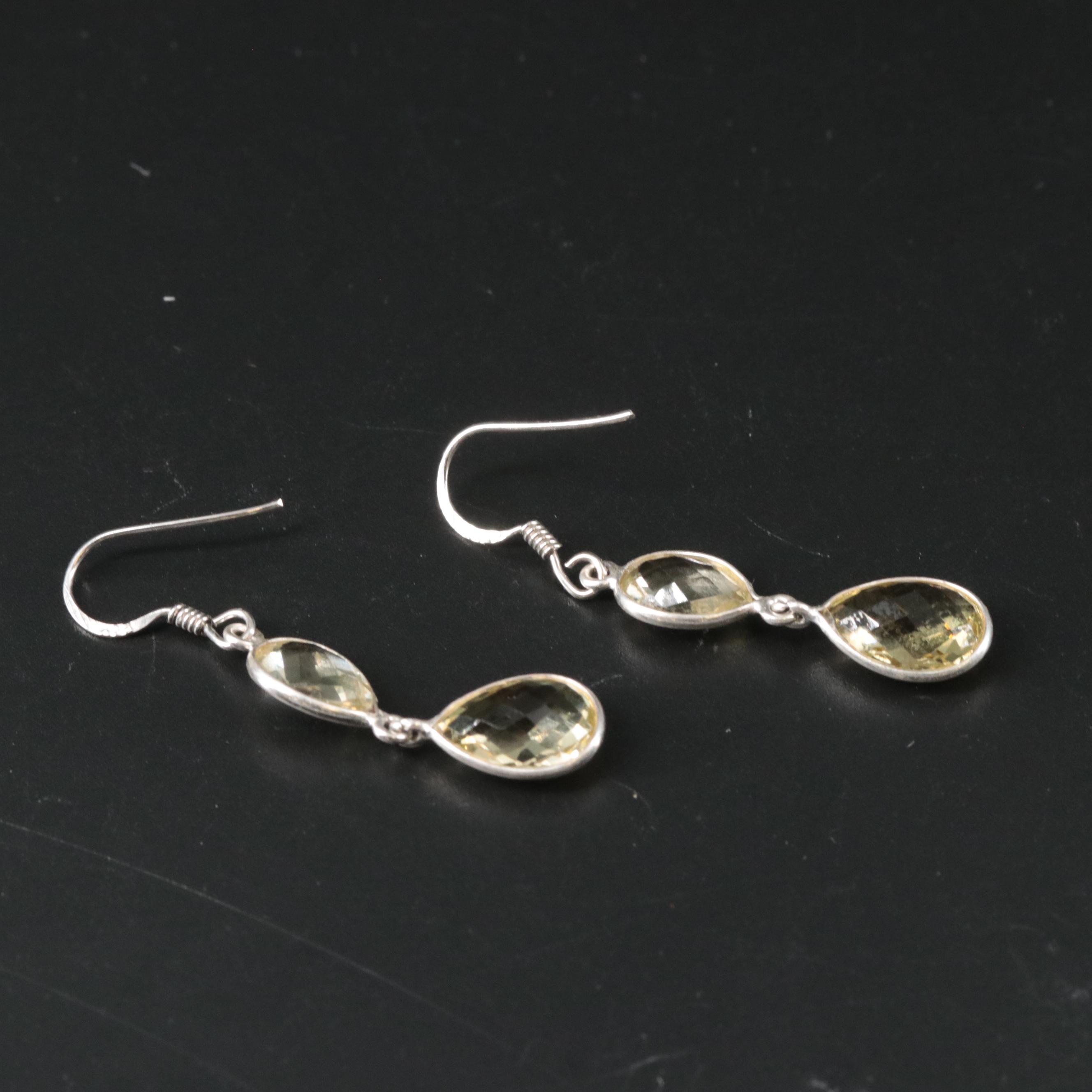 Sterling Silver Lemon Quartz Dangle Earrings