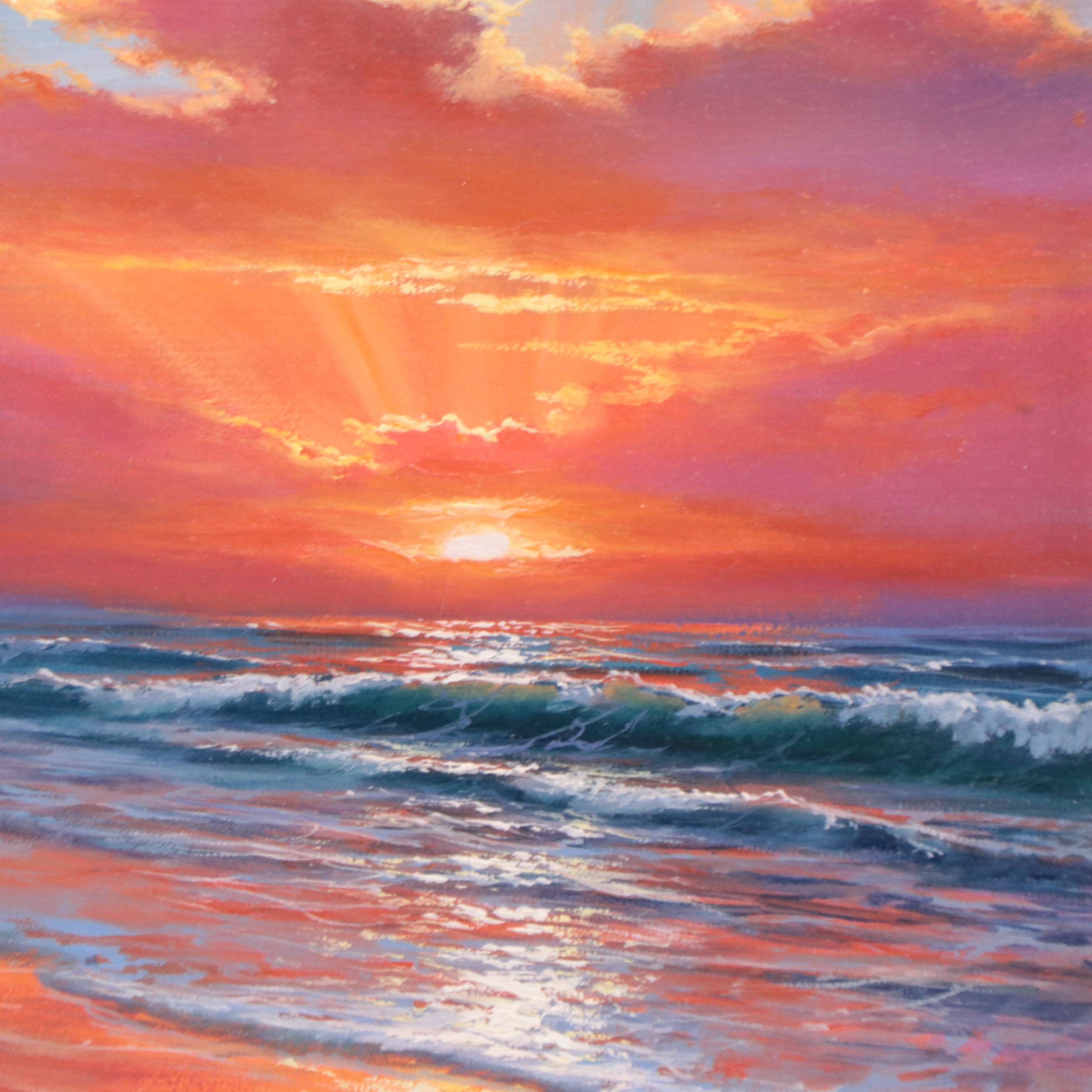 Jevgenijus Litvinas Oil Painting of Ocean and Sunset