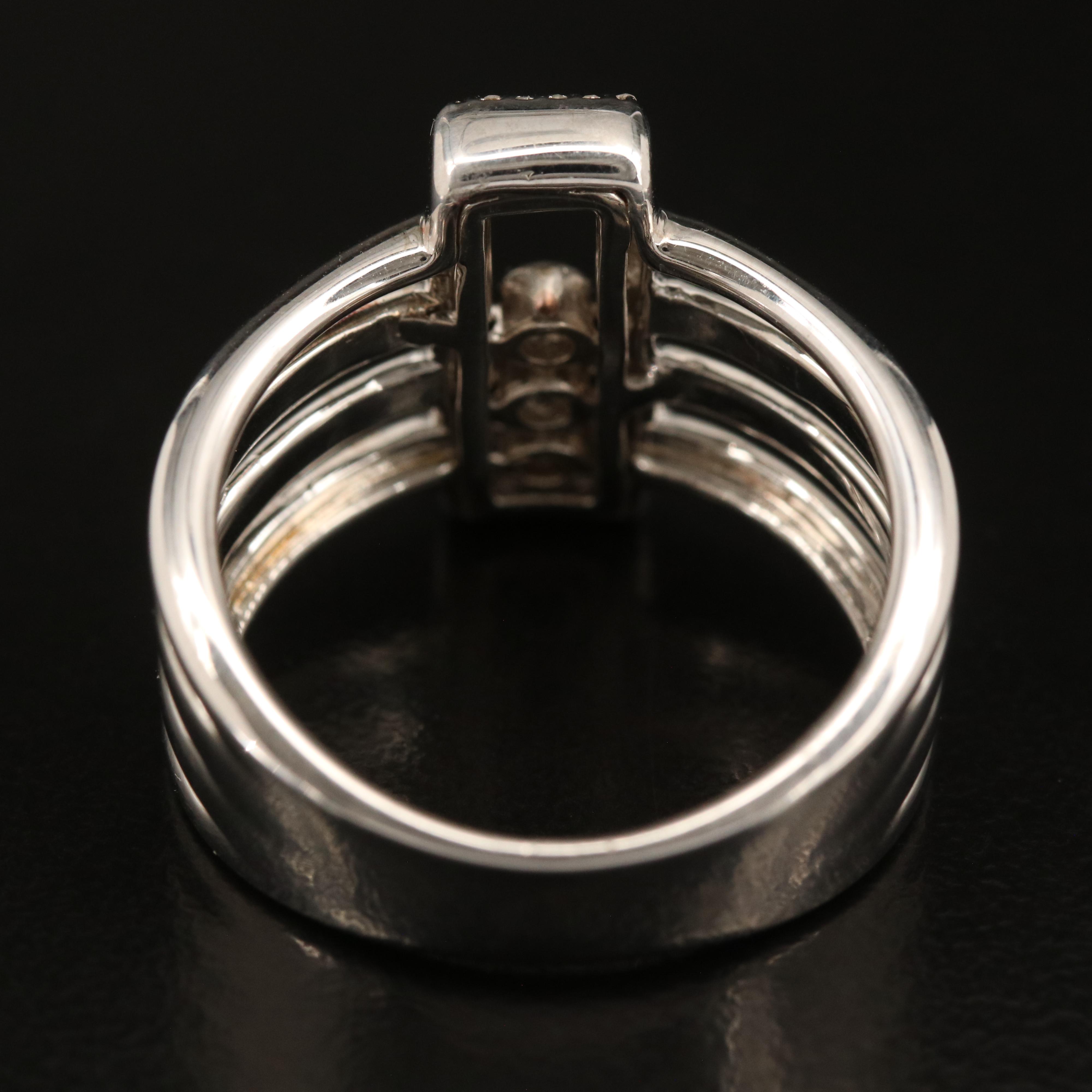 Sterling Diamond Multi-Row Ring