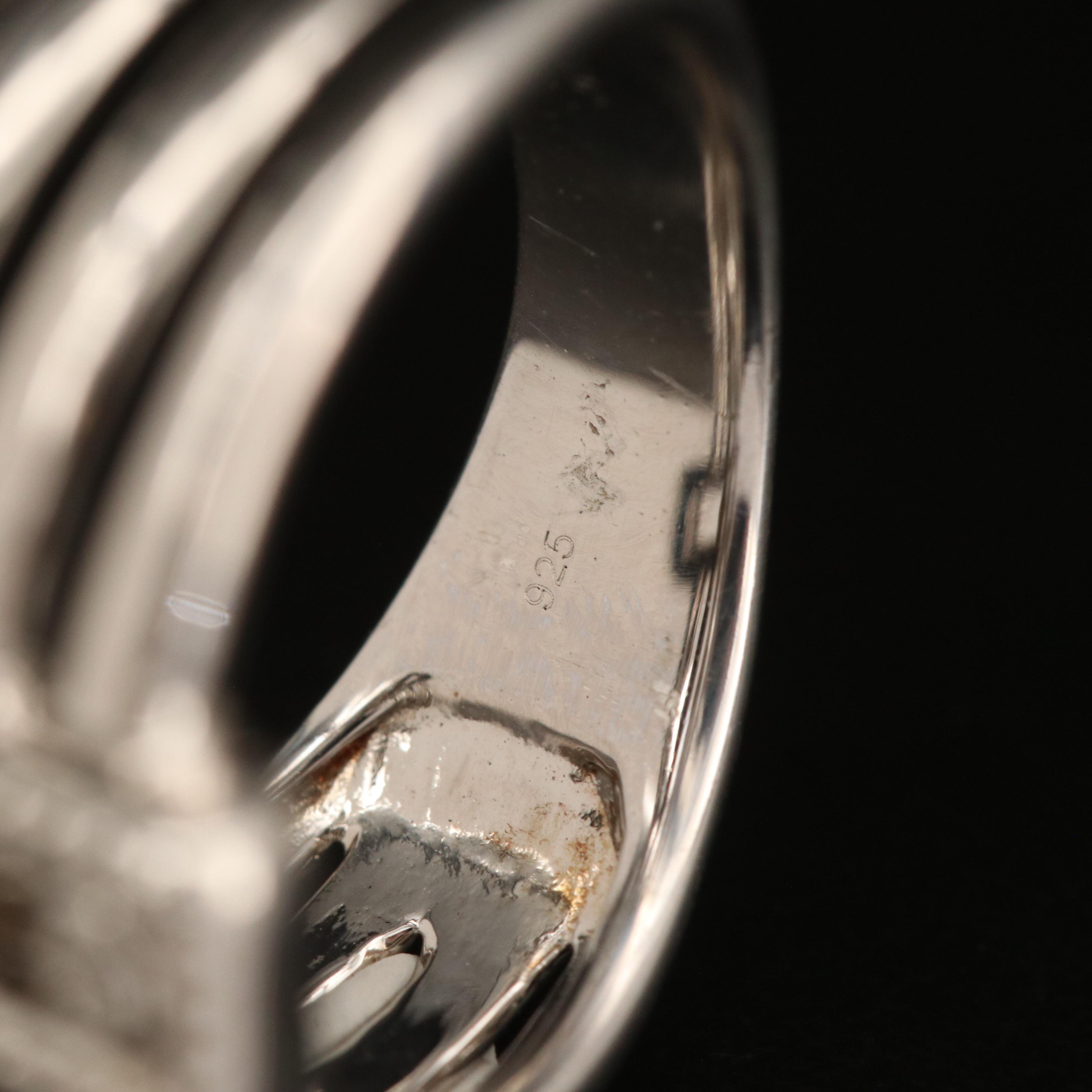 Sterling Diamond Multi-Row Ring