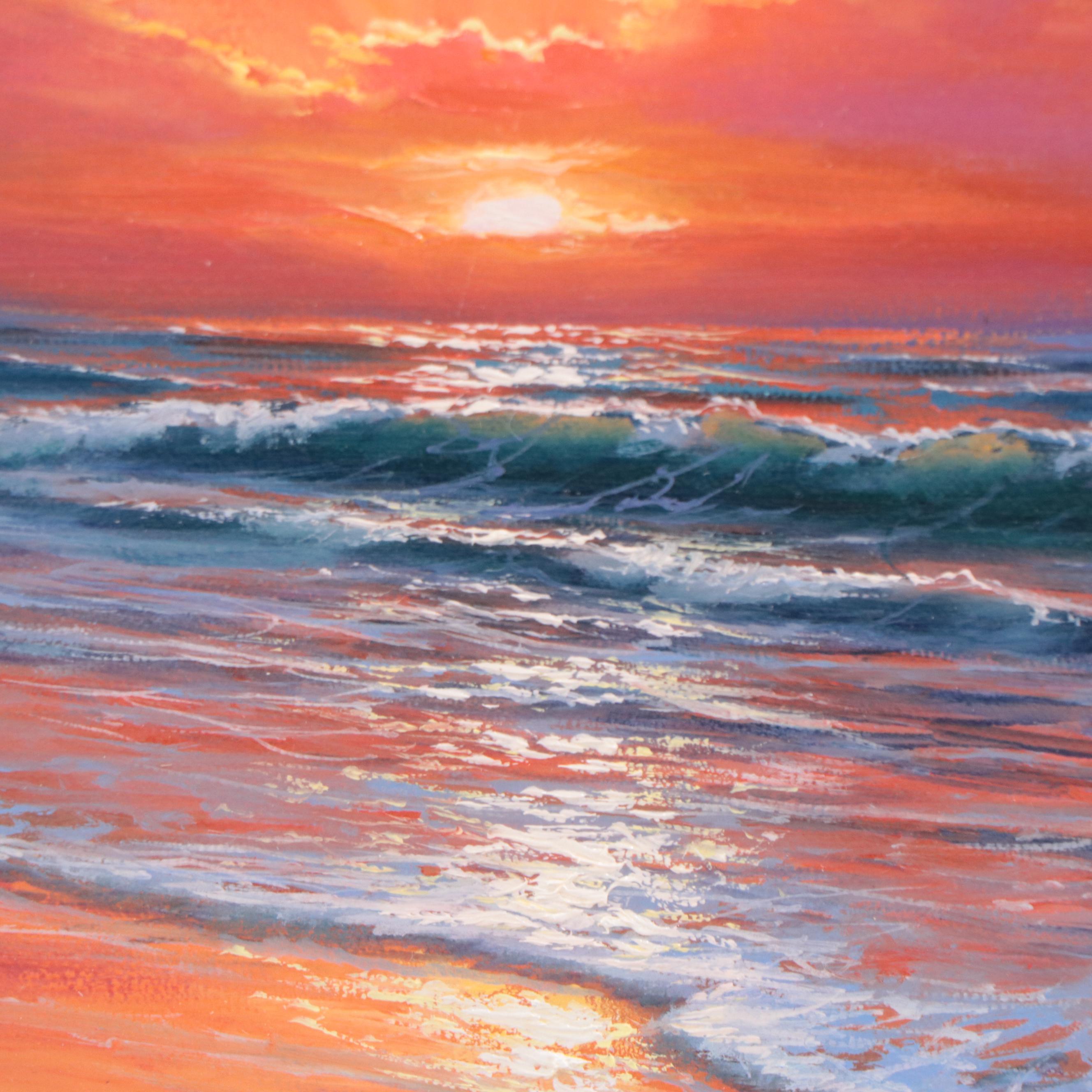 Jevgenijus Litvinas Oil Painting of Ocean and Sunset