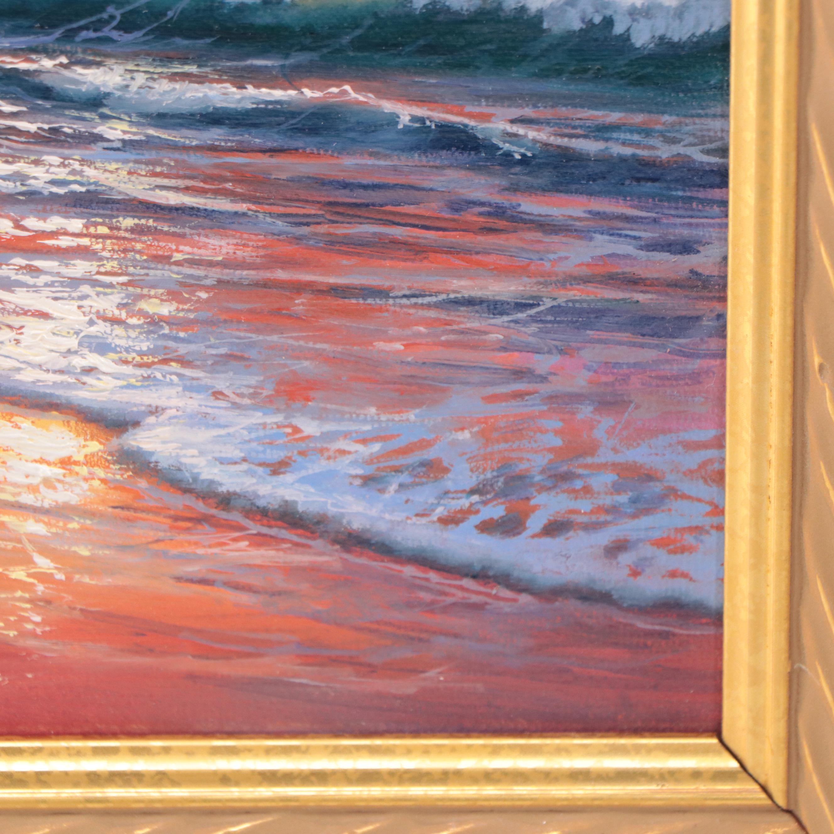 Jevgenijus Litvinas Oil Painting of Ocean and Sunset
